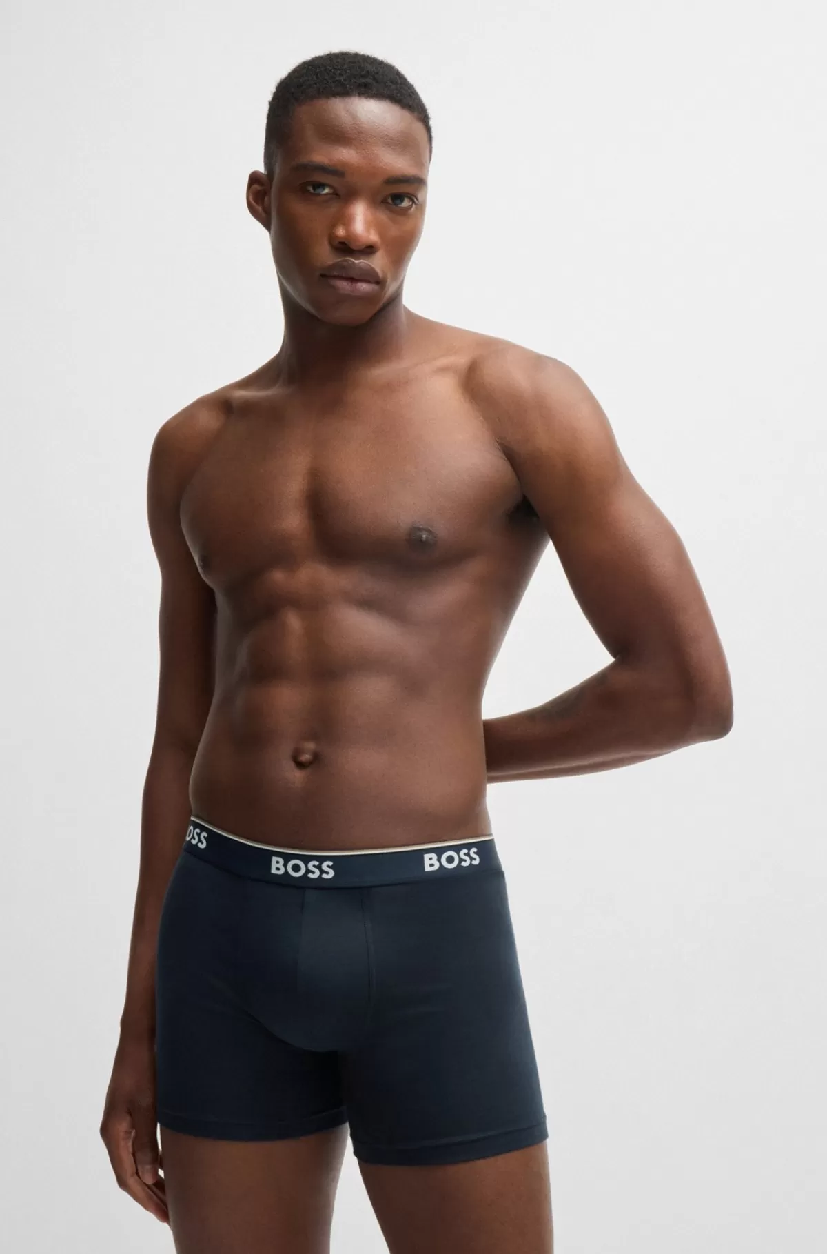 HUGO BOSS Pakke Med Tre Par Boksershorts I Bomuld Med Stræk Og Logolinning Sort / Grøn / Blå Discount