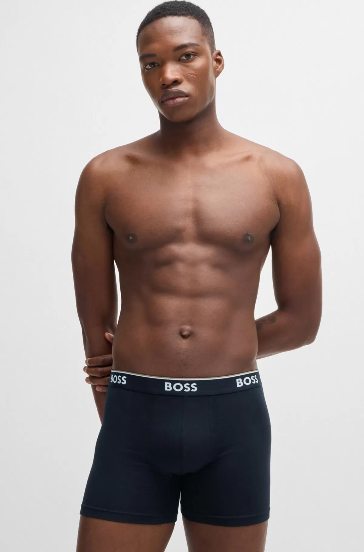HUGO BOSS Pakke Med Tre Par Boksershorts I Bomuld Med Stræk Og Logolinning Sort / Grøn / Blå Best