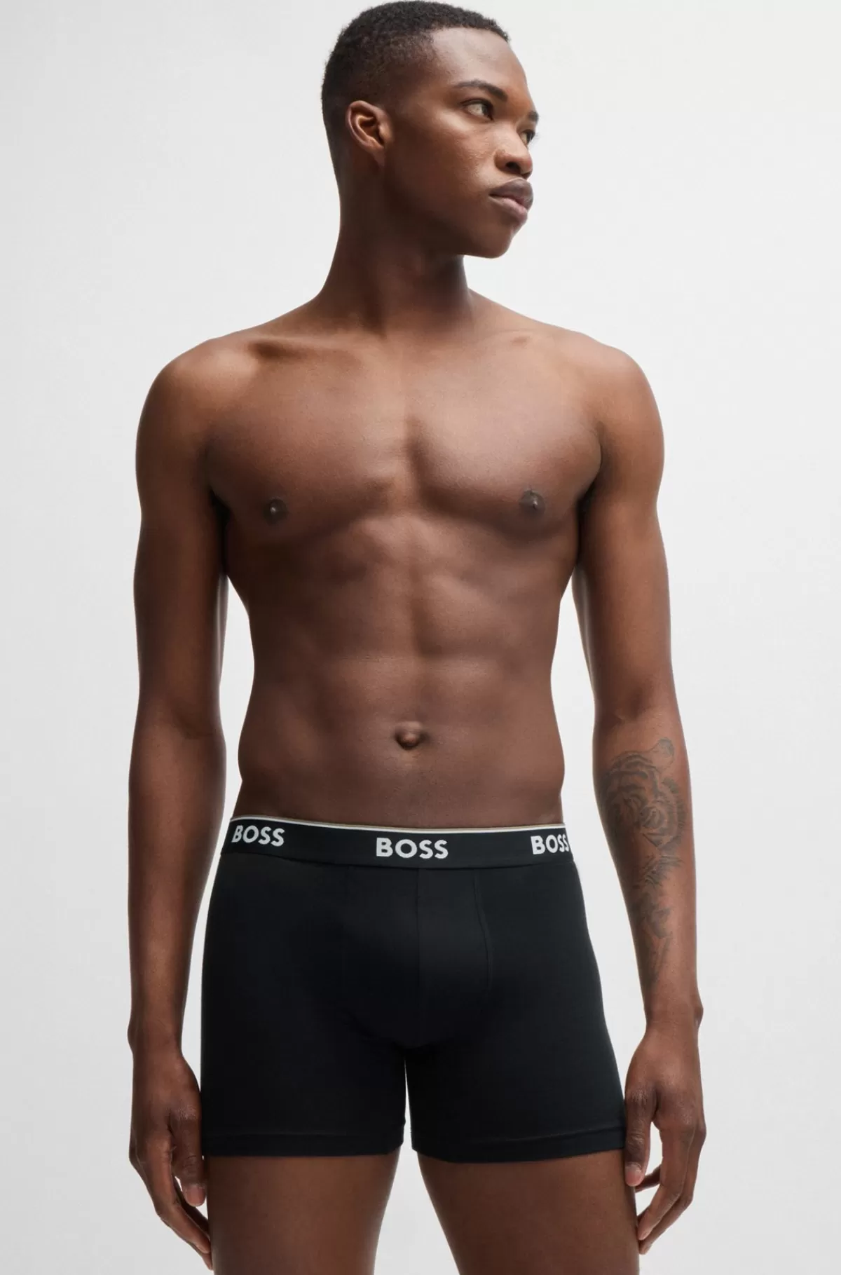 HUGO BOSS Pakke Med Tre Par Boksershorts I Bomuld Med Stræk Og Logolinning Sort / Grøn / Blå Discount