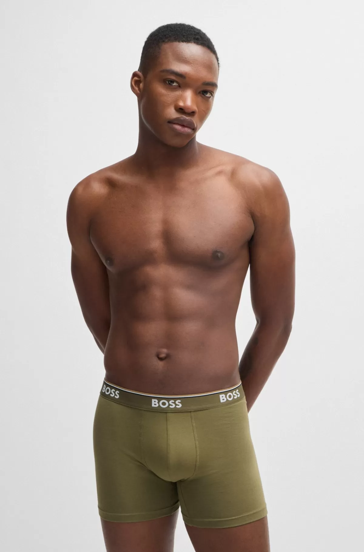 HUGO BOSS Pakke Med Tre Par Boksershorts I Bomuld Med Stræk Og Logolinning Sort / Grøn / Blå Best