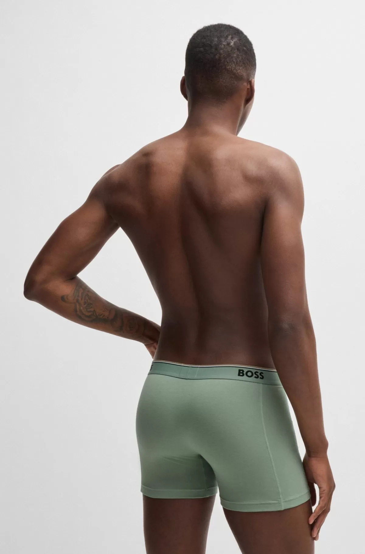 HUGO BOSS Pakke Med Tre Par Boksershorts I Bomuld Med Stræk Og Logolinning Sort / Grøn / Blå Discount