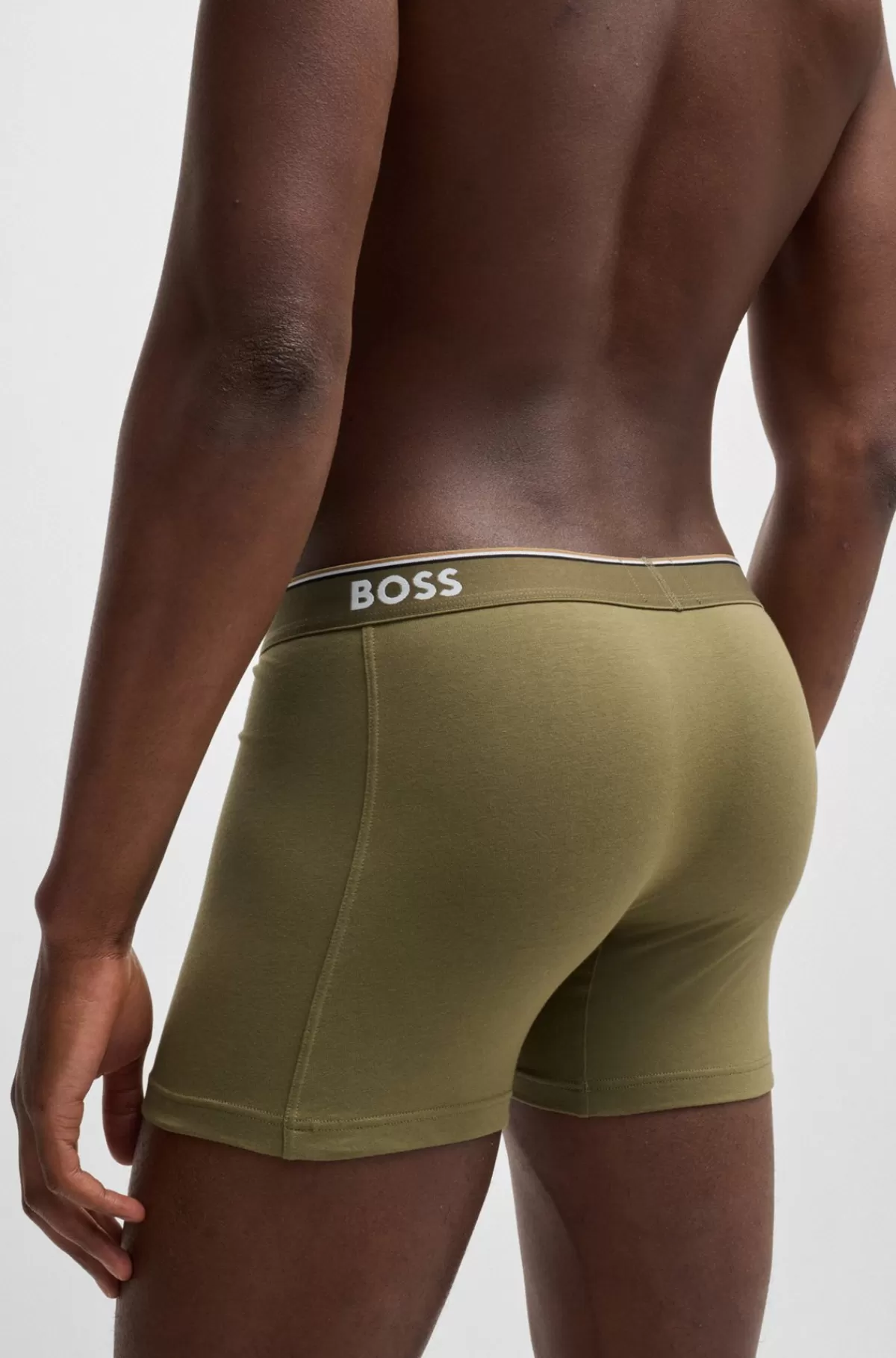 HUGO BOSS Pakke Med Tre Par Boksershorts I Bomuld Med Stræk Og Logolinning Sort / Grøn / Blå Best