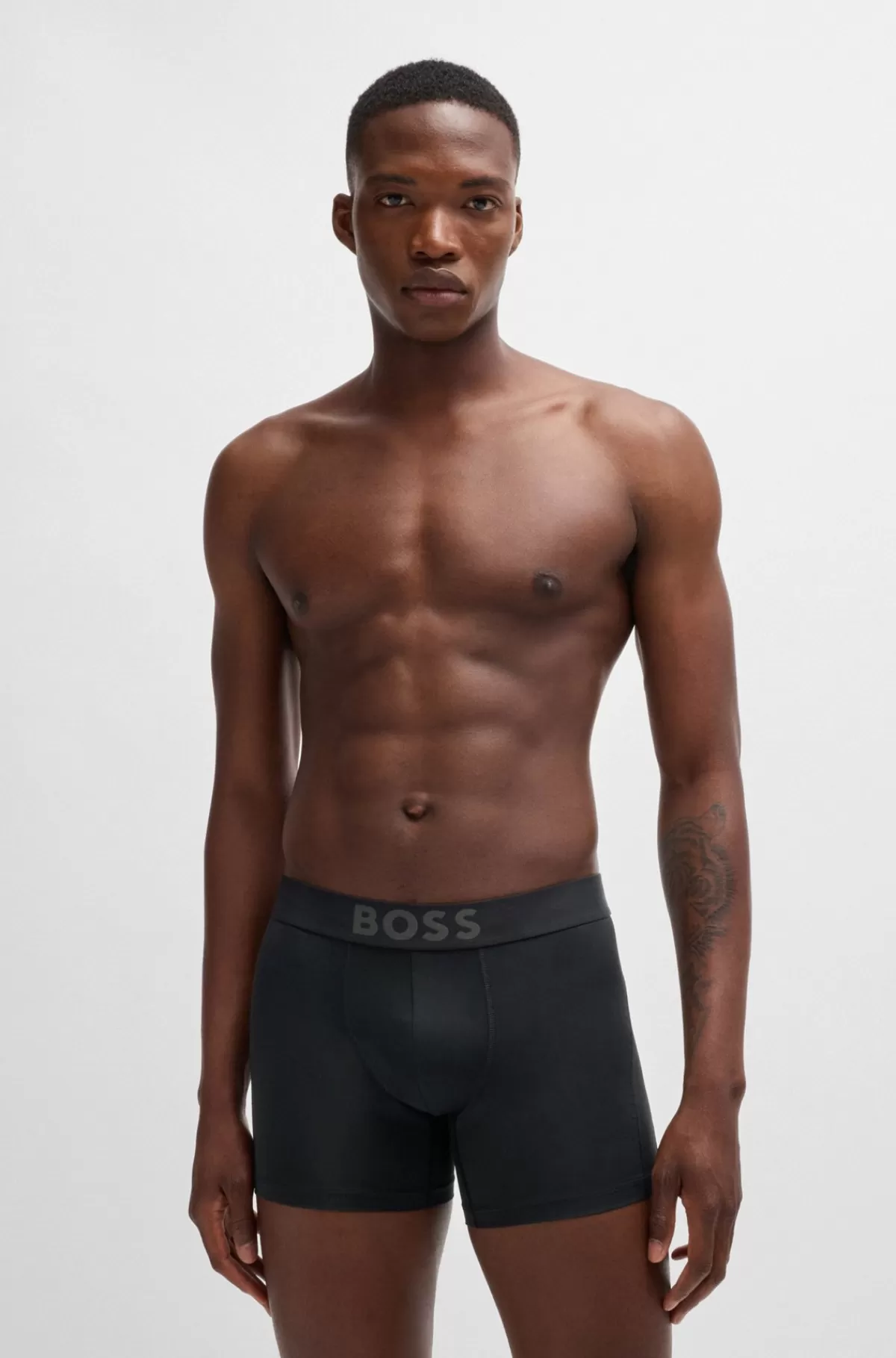 HUGO BOSS Pakke Med Tre Par Boksershorts I Mikrofiber Med Logoer Sort Sale