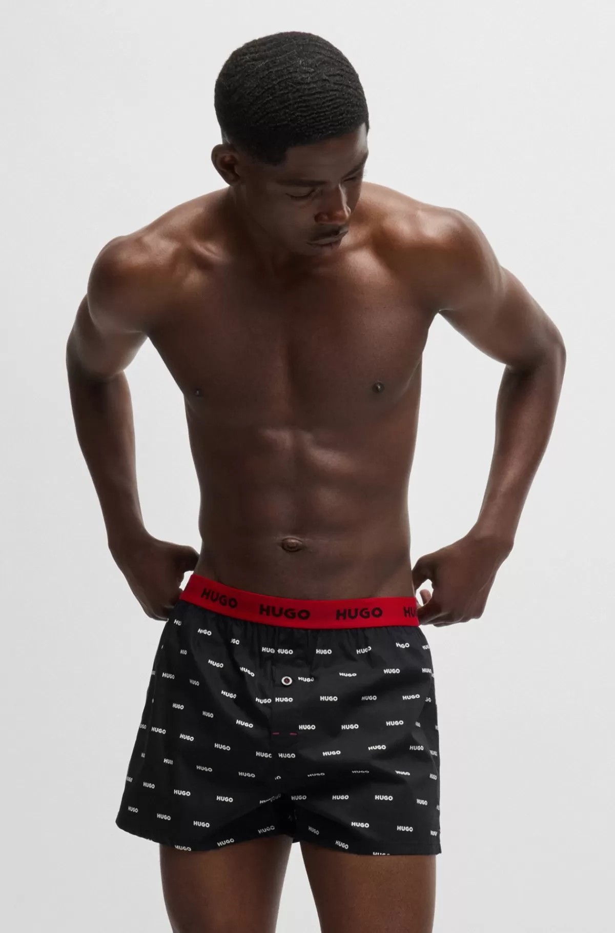 HUGO BOSS Pakke Med Tre Par Boxershorts I Bomuld Med Logolinning Sort/rød Flash Sale