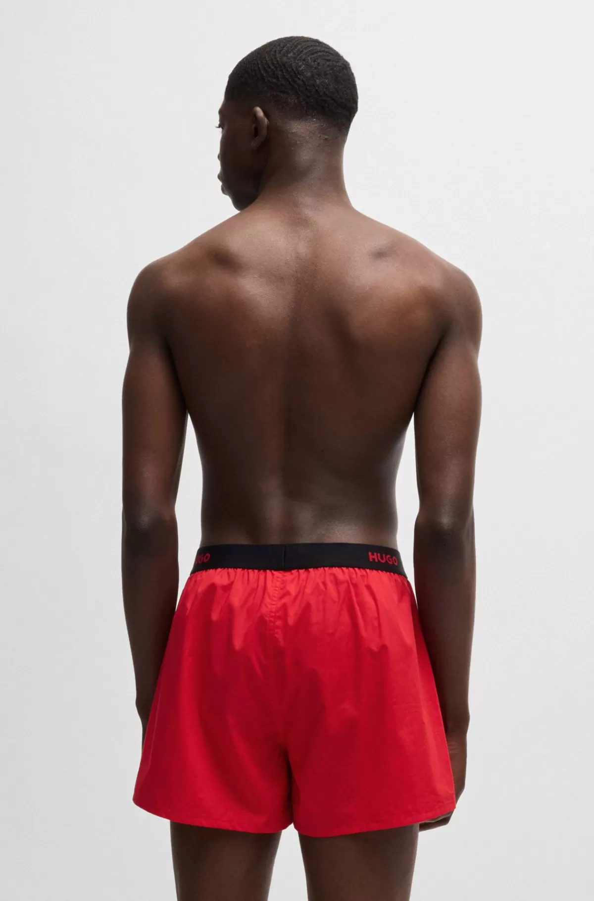 HUGO BOSS Pakke Med Tre Par Boxershorts I Bomuld Med Logolinning Sort/rød Flash Sale