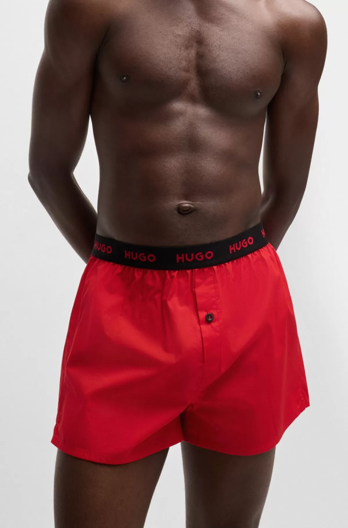 HUGO BOSS Pakke Med Tre Par Boxershorts I Bomuld Med Logolinning Sort/rød Flash Sale