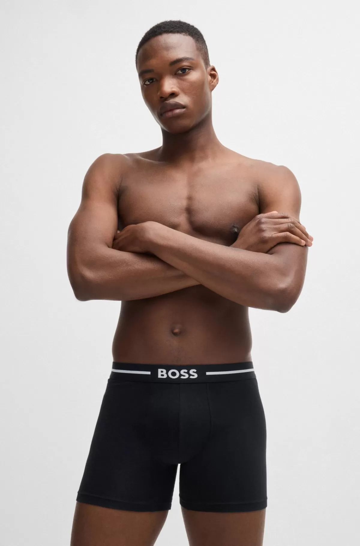HUGO BOSS Pakke Med Tre Par Boxershorts I Bomuld Med Stræk Sort/blå Outlet