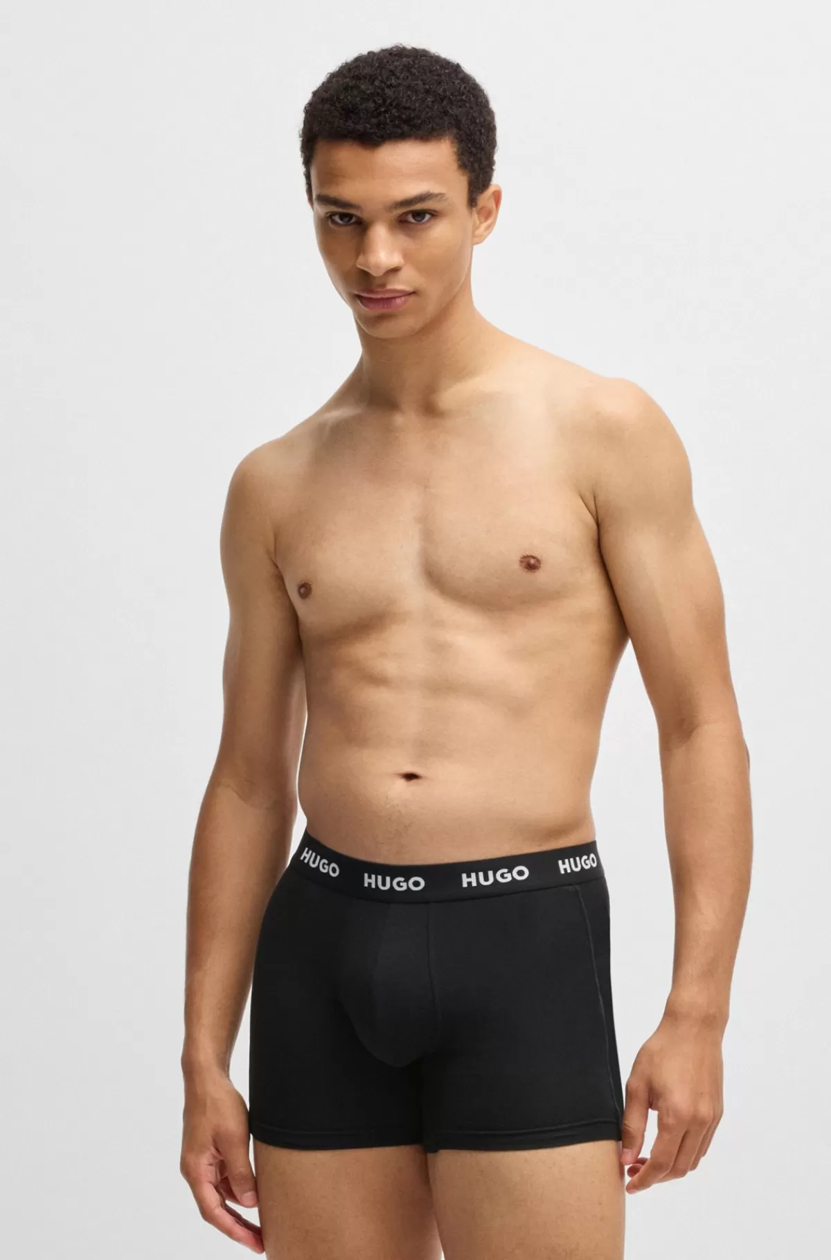 HUGO BOSS Pakke Med Tre Par Boxer-underbukser I Bomuld Med Stræk Med Logo-linning Sort Discount