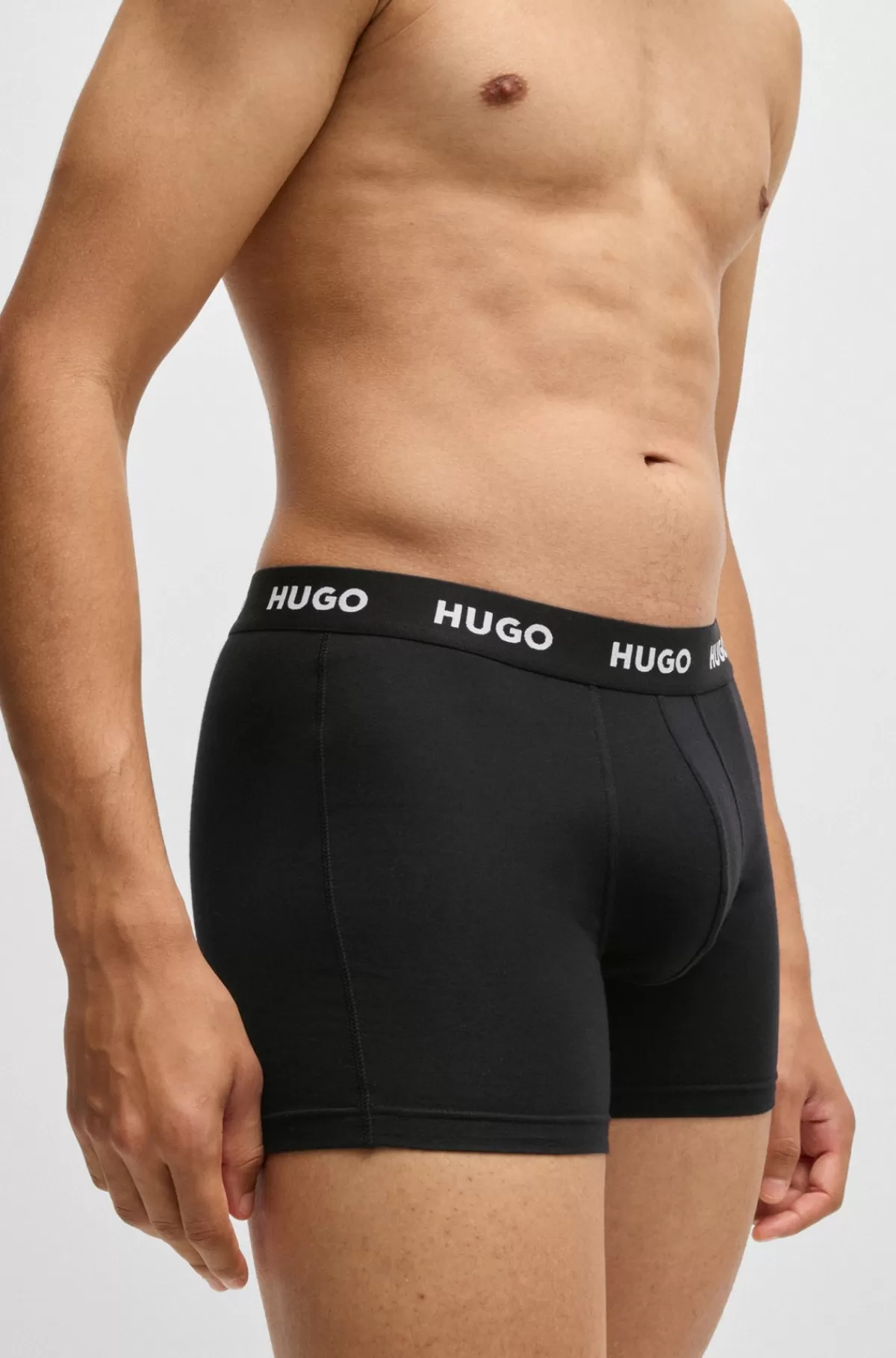 HUGO BOSS Pakke Med Tre Par Boxer-underbukser I Bomuld Med Stræk Med Logo-linning Sort Discount