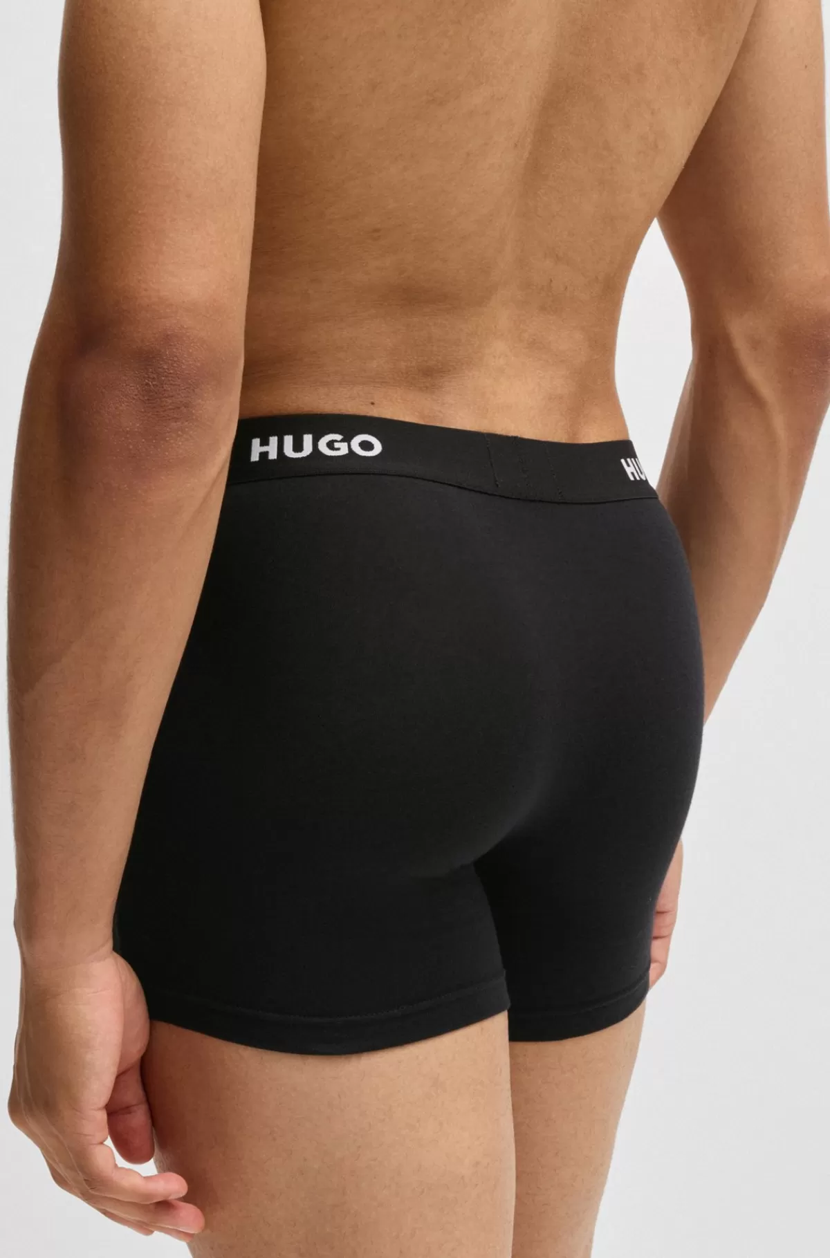 HUGO BOSS Pakke Med Tre Par Boxer-underbukser I Bomuld Med Stræk Med Logo-linning Sort Discount