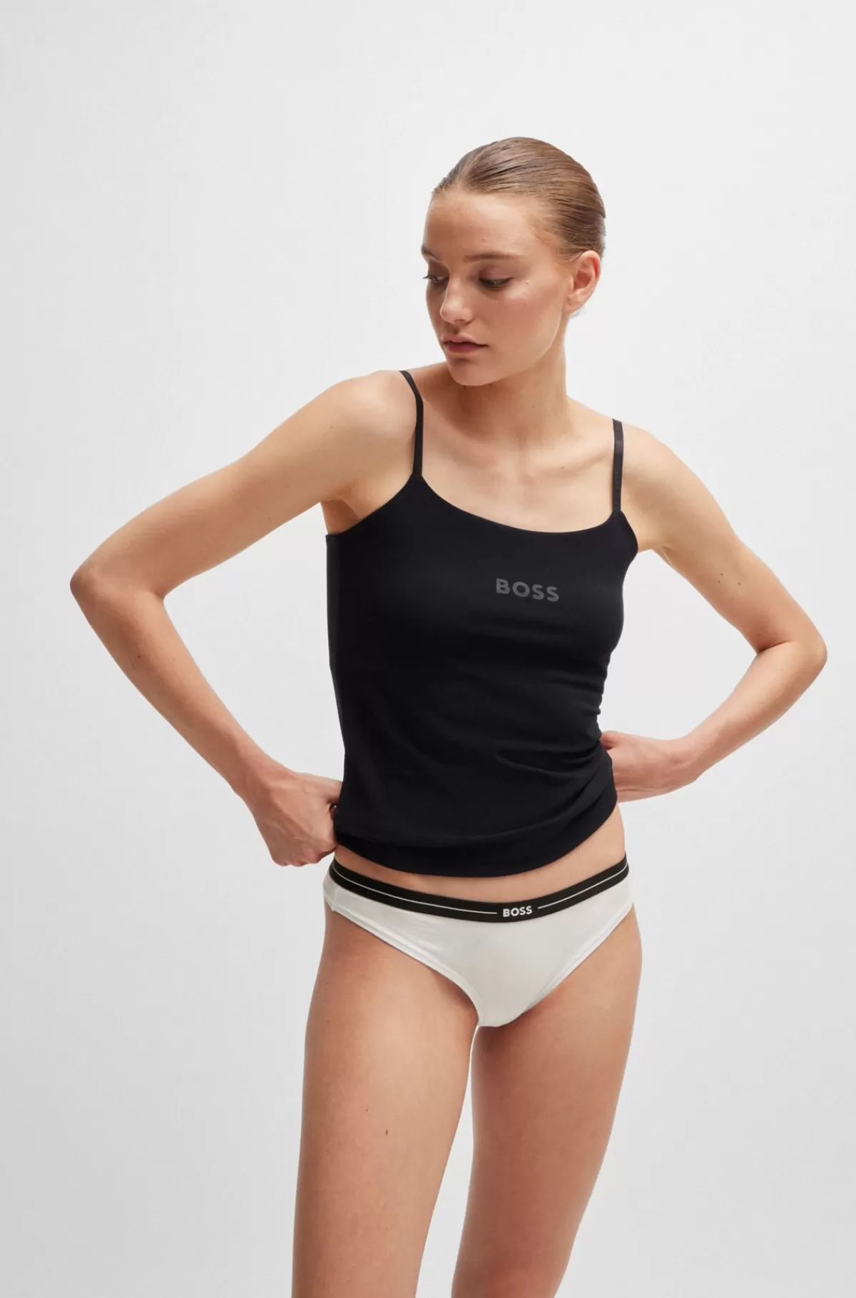 HUGO BOSS Pakke Med Tre Par G-strengstrusser I Bomuld Med Stræk Og Linning Med Logo Hvid/sort Sale