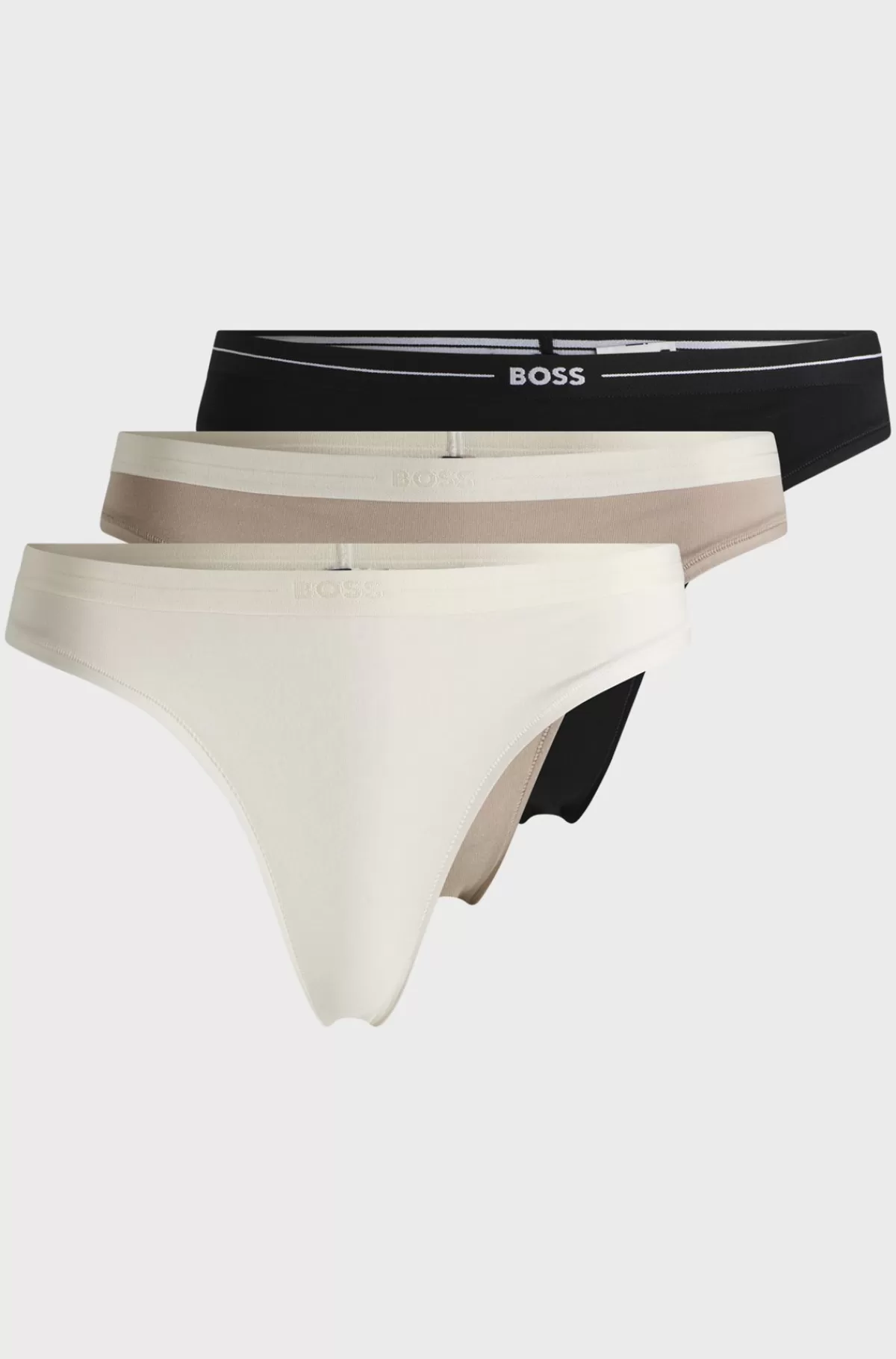 HUGO BOSS Pakke Med Tre Par G-strengstrusser I Bomuld Med Stræk Og Linning Med Logo Hvid/sort Sale