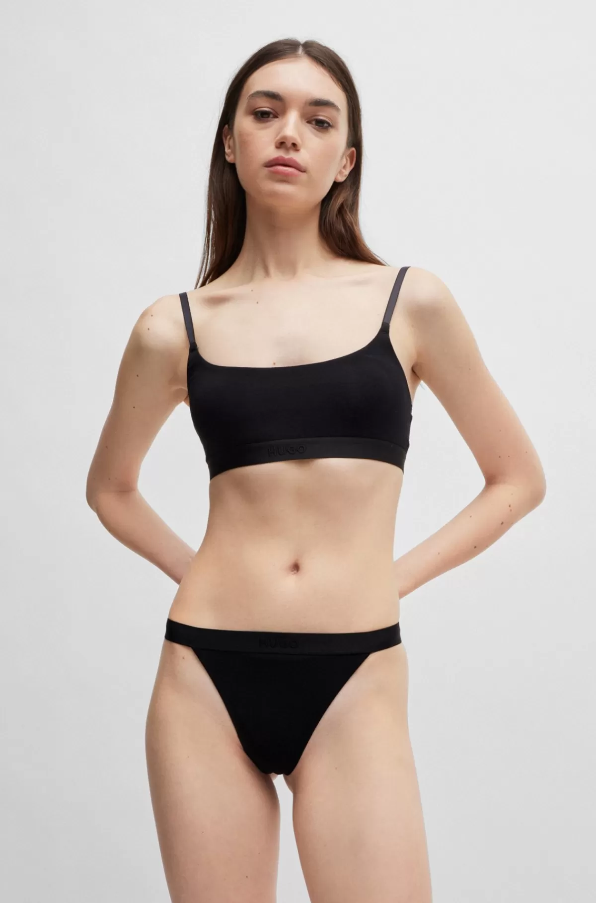 HUGO BOSS Pakke Med Tre Par G-strengstrusser I Modal Med Stræk Og Logolinning Sort Fashion