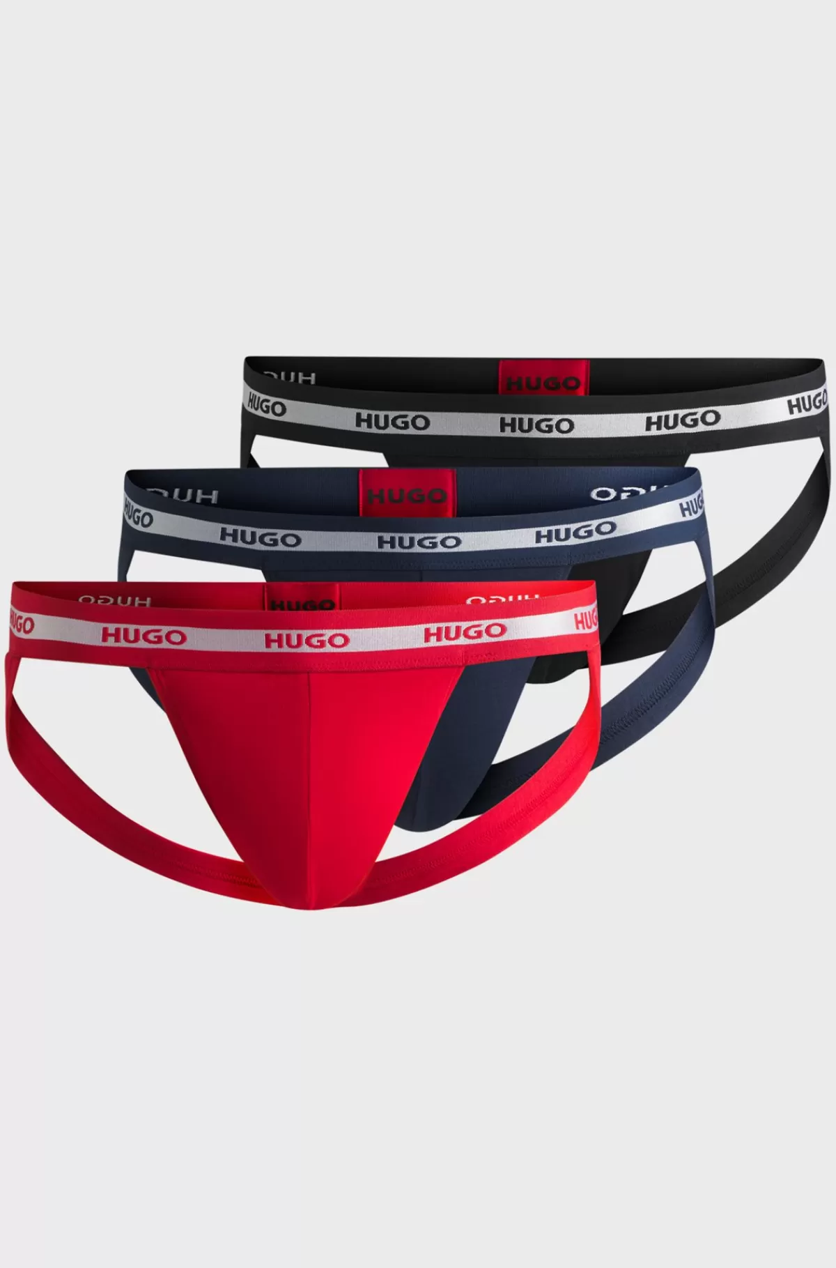 HUGO BOSS Pakke Med Tre Par Jockstraps Med Gentagne Logoer På Linningen Blå / Rød / Sort Best
