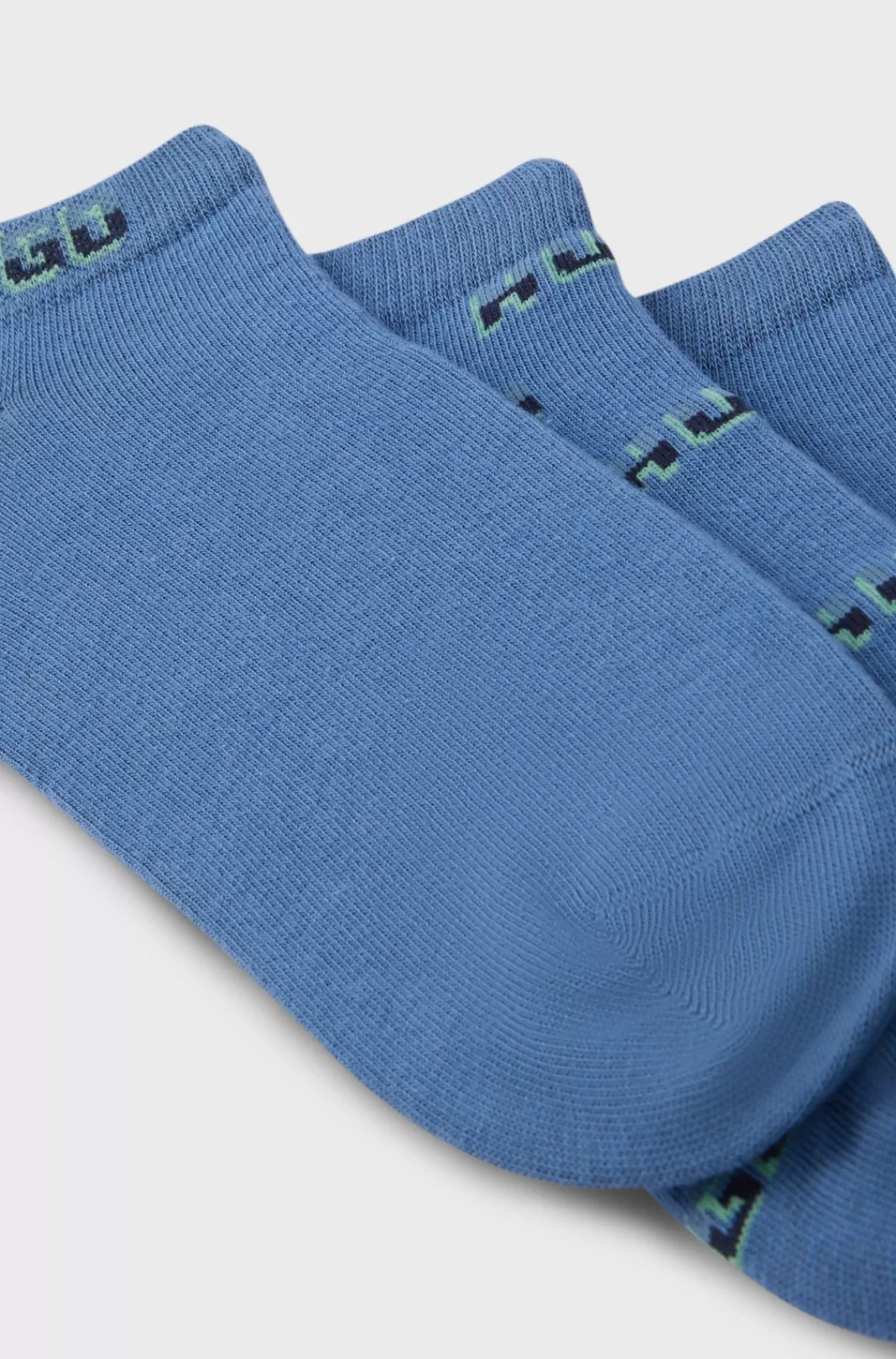 HUGO BOSS Pakke Med Tre Par Korte Ankelstrømper I Bomuldsblanding Med Logoer Blå Cheap