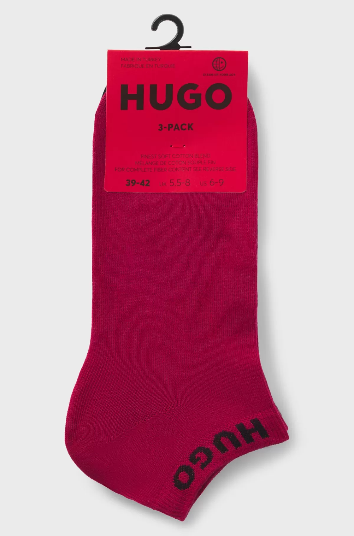 HUGO BOSS Pakke Med Tre Par Korte Ankelstrømper I Bomuldsblanding Med Logoer Sort/rød/hvid Clearance