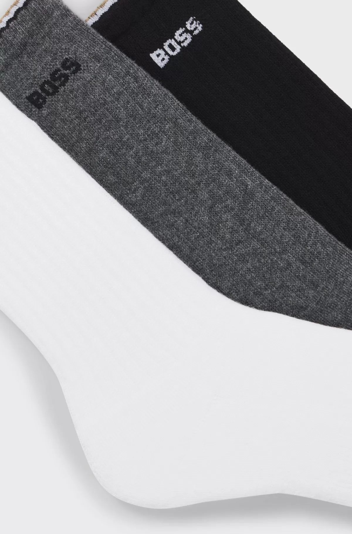 HUGO BOSS Pakke Med Tre Par Korte Sokker I Bomuldsblanding Med Logoer Hvid/grå/sort Flash Sale