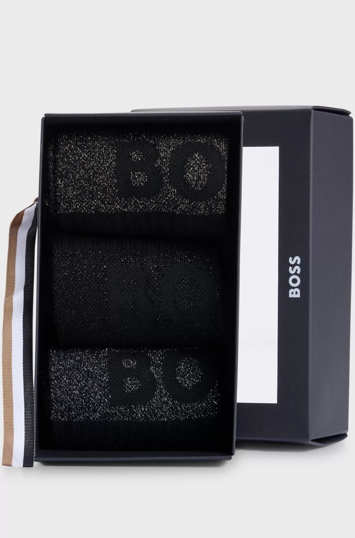 HUGO BOSS Pakke Med Tre Par Korte Sokker I Bomuldsblanding Med Logoer Sort Best