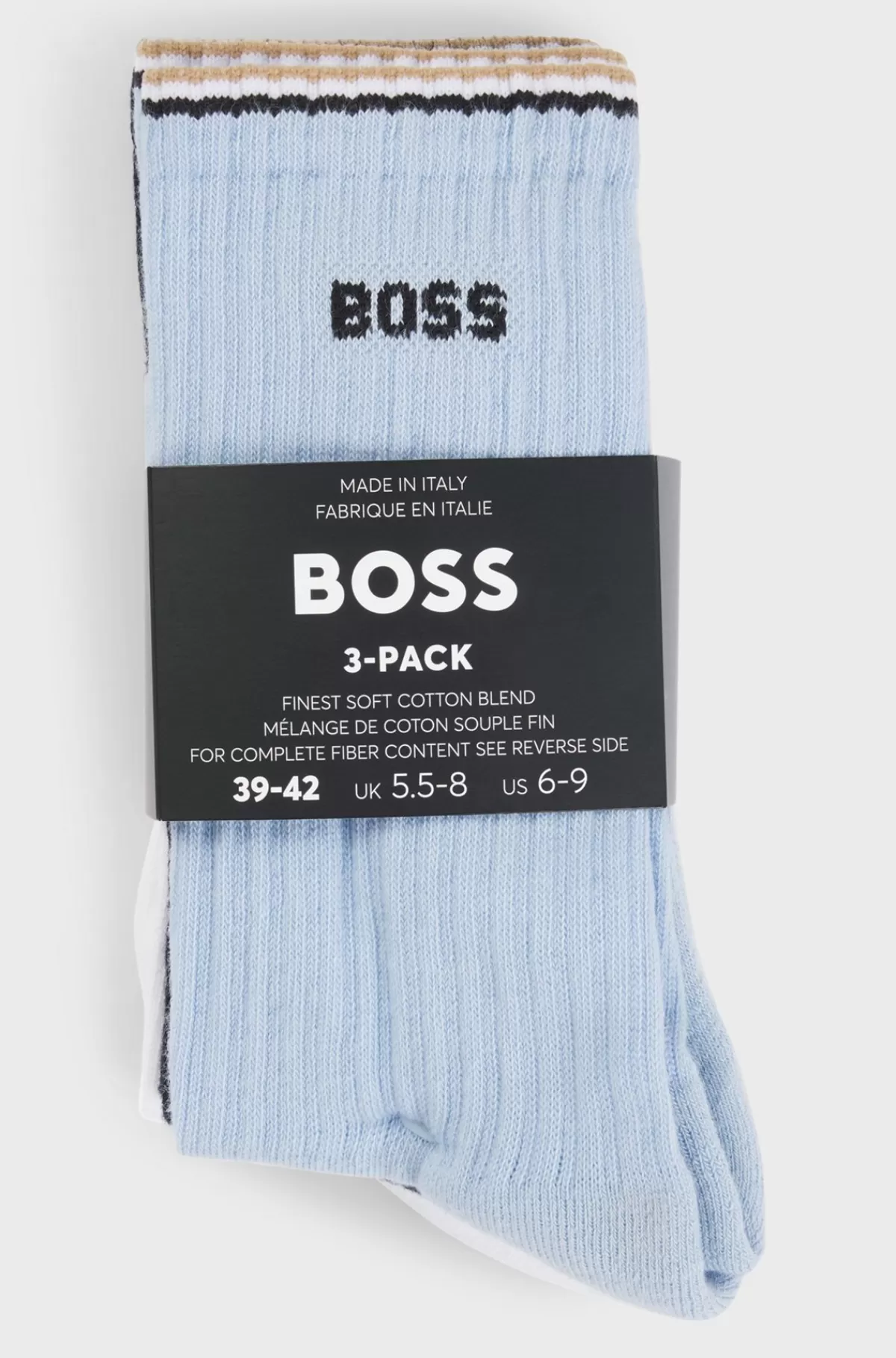 HUGO BOSS Pakke Med Tre Par Korte Sokker I Bomuldsblanding Med Logoer Hvid / Blå Cheap