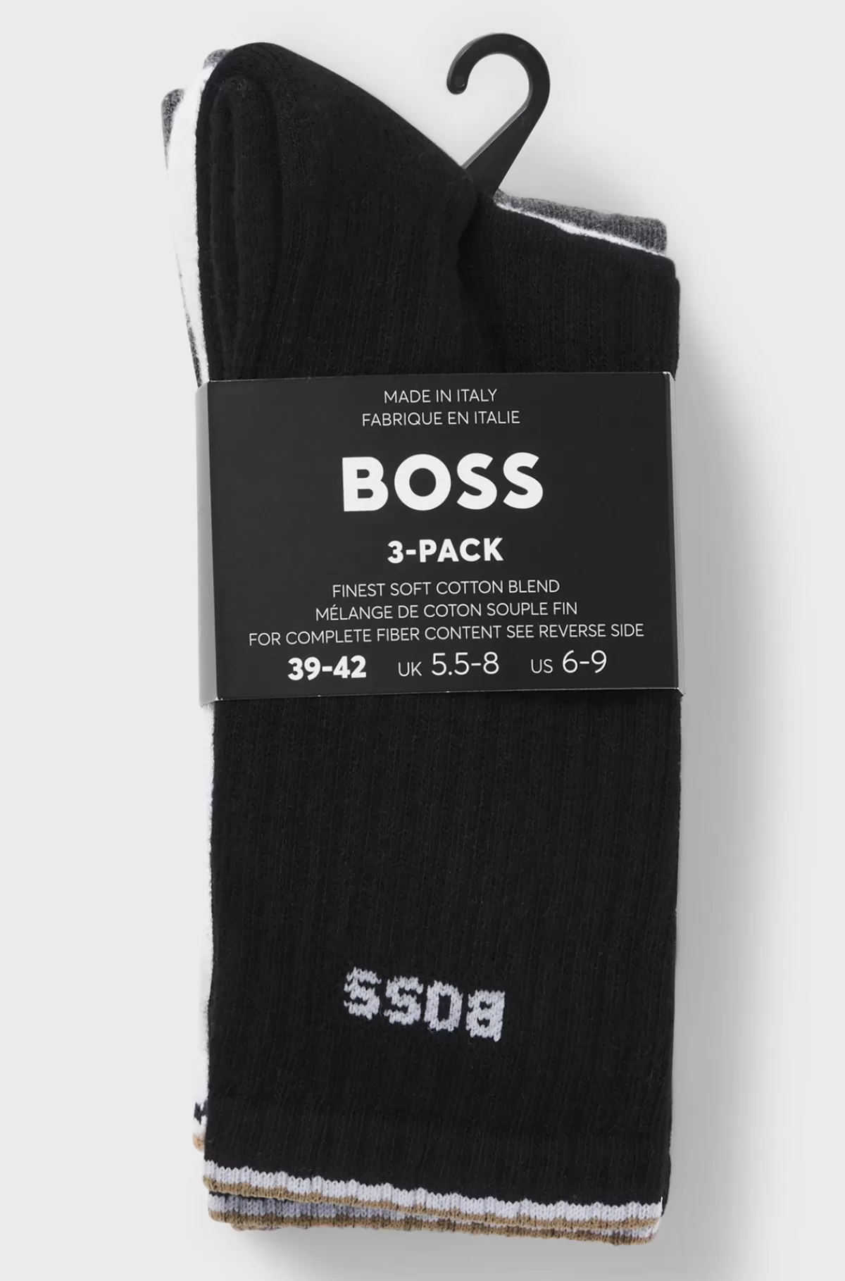 HUGO BOSS Pakke Med Tre Par Korte Sokker I Bomuldsblanding Med Logoer Hvid/grå/sort Flash Sale