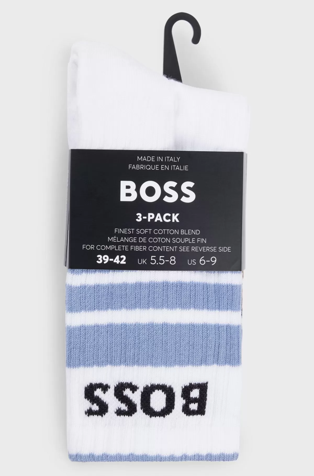 HUGO BOSS Pakke Med Tre Par Korte Sokker Med Striber Og Logoer Hvid Outlet