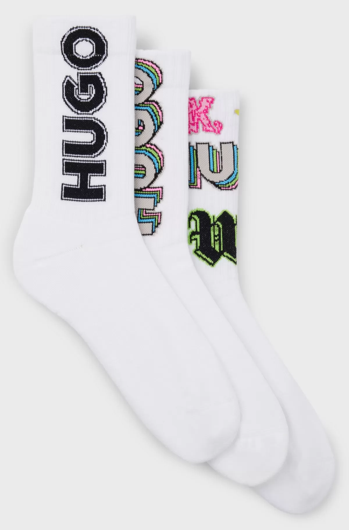 HUGO BOSS Pakke Med Tre Par Korte Strømper I Bomuldsblanding Med Logoer Hvid Outlet