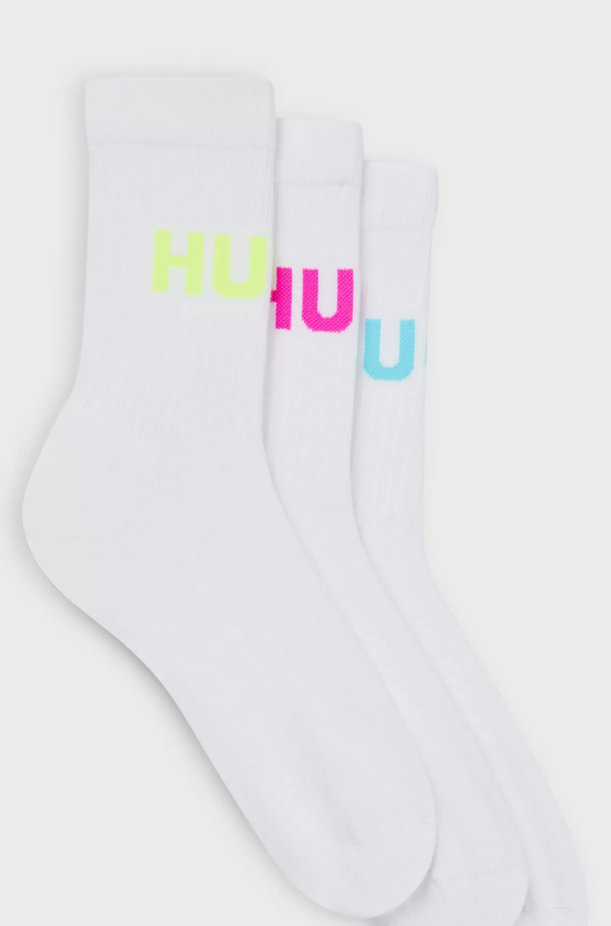 HUGO BOSS Pakke Med Tre Par Korte Strømper I Bomuldsblanding Med Logoer Hvid Online