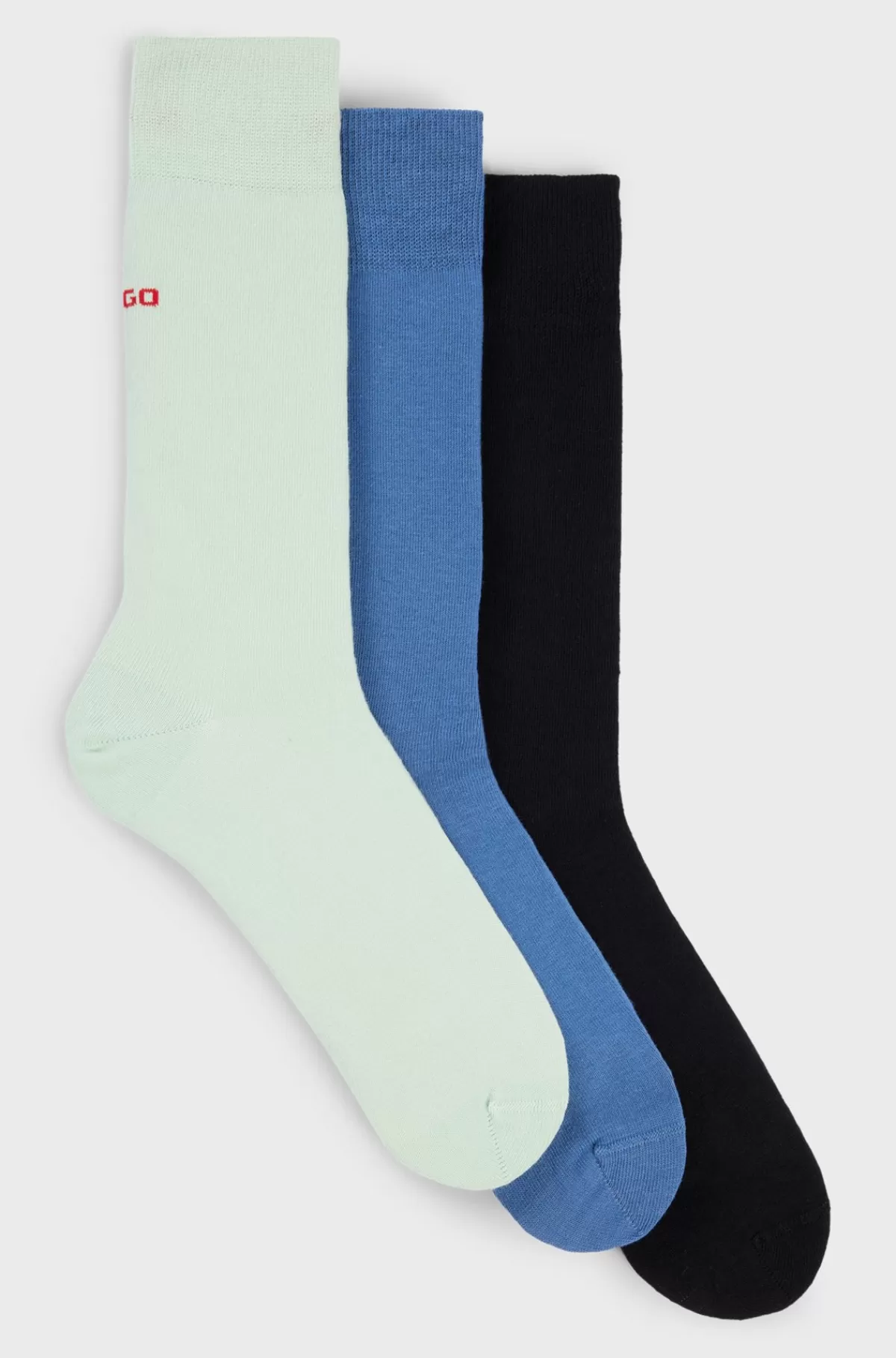 HUGO BOSS Pakke Med Tre Par Strømper I Almindelig Længde I En Bomuldsblanding Sort / Grøn / Blå Fashion