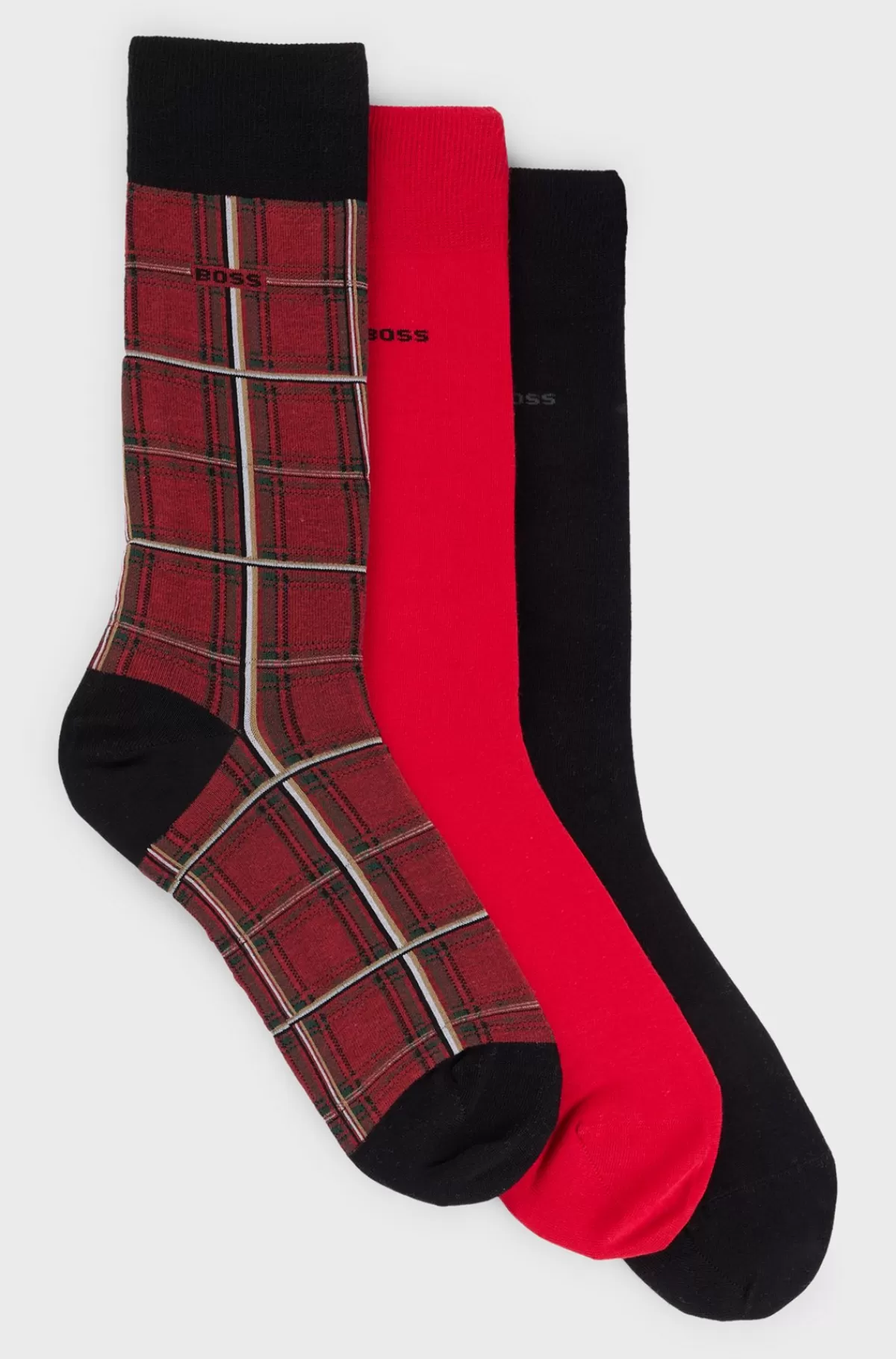 HUGO BOSS Pakke Med Tre Par Strømper I Almindelig Længde Med Logo Sort/rød Flash Sale
