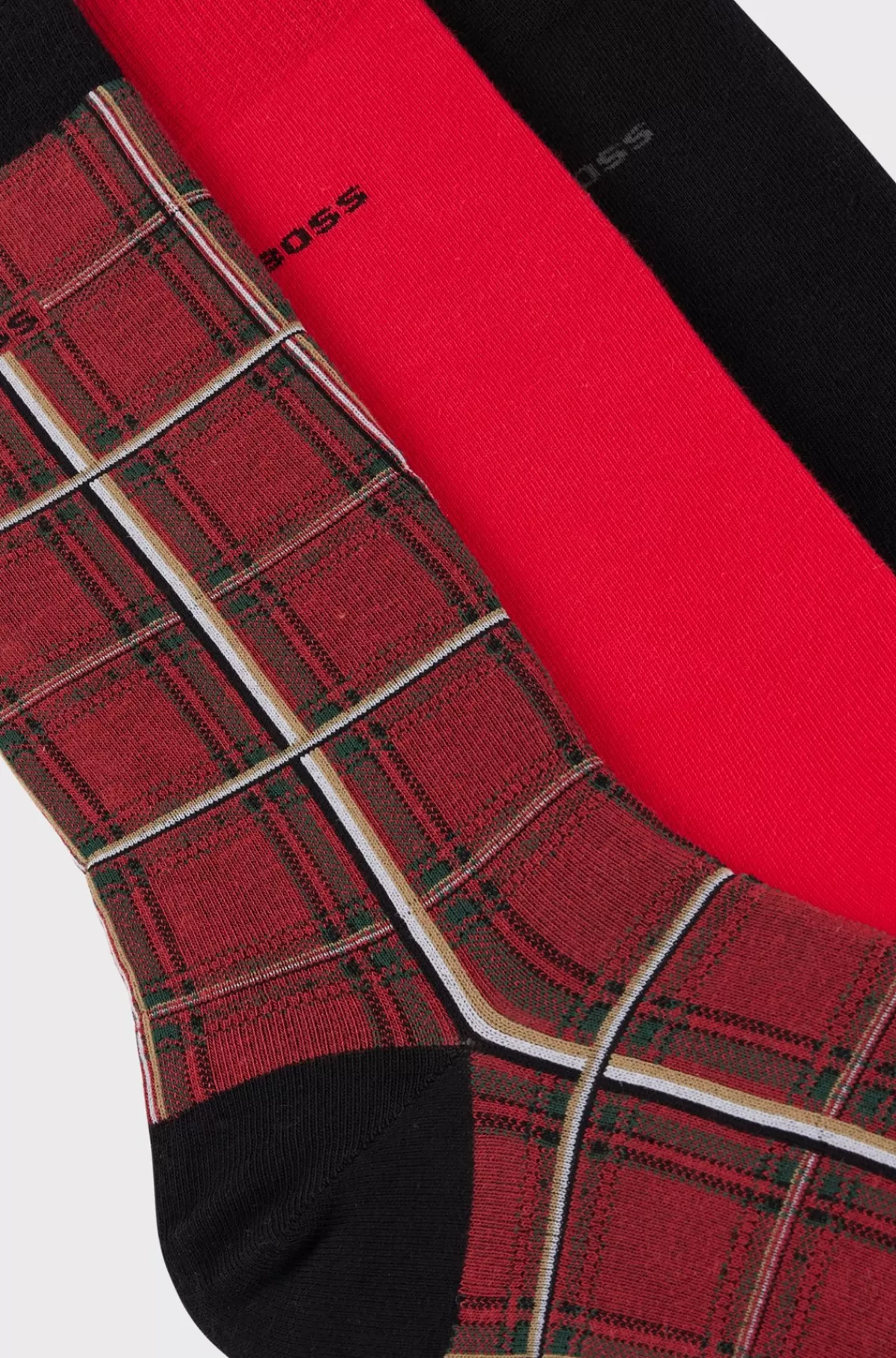 HUGO BOSS Pakke Med Tre Par Strømper I Almindelig Længde Med Logo Sort/rød Flash Sale