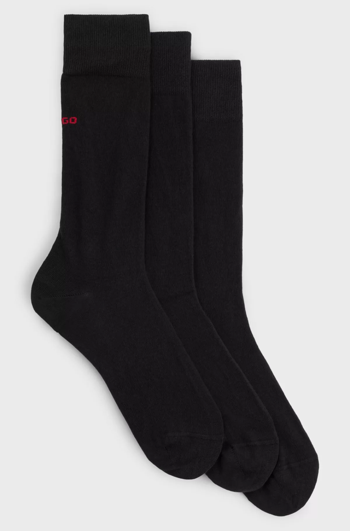 HUGO BOSS Pakke Med Tre Par Strømper I Almindelig Længde Med Logodetaljer Sort Outlet