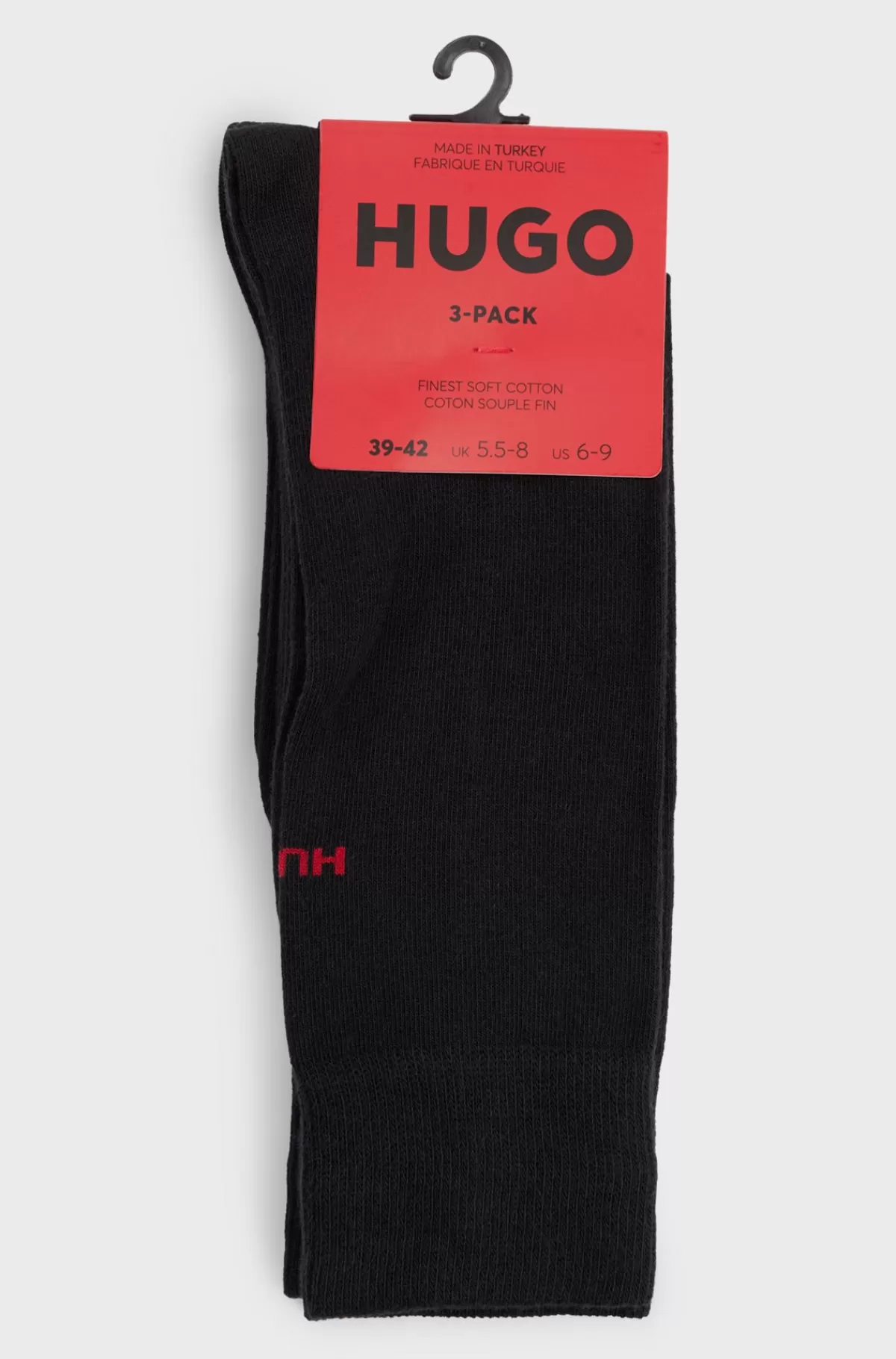 HUGO BOSS Pakke Med Tre Par Strømper I Almindelig Længde Med Logodetaljer Sort Outlet