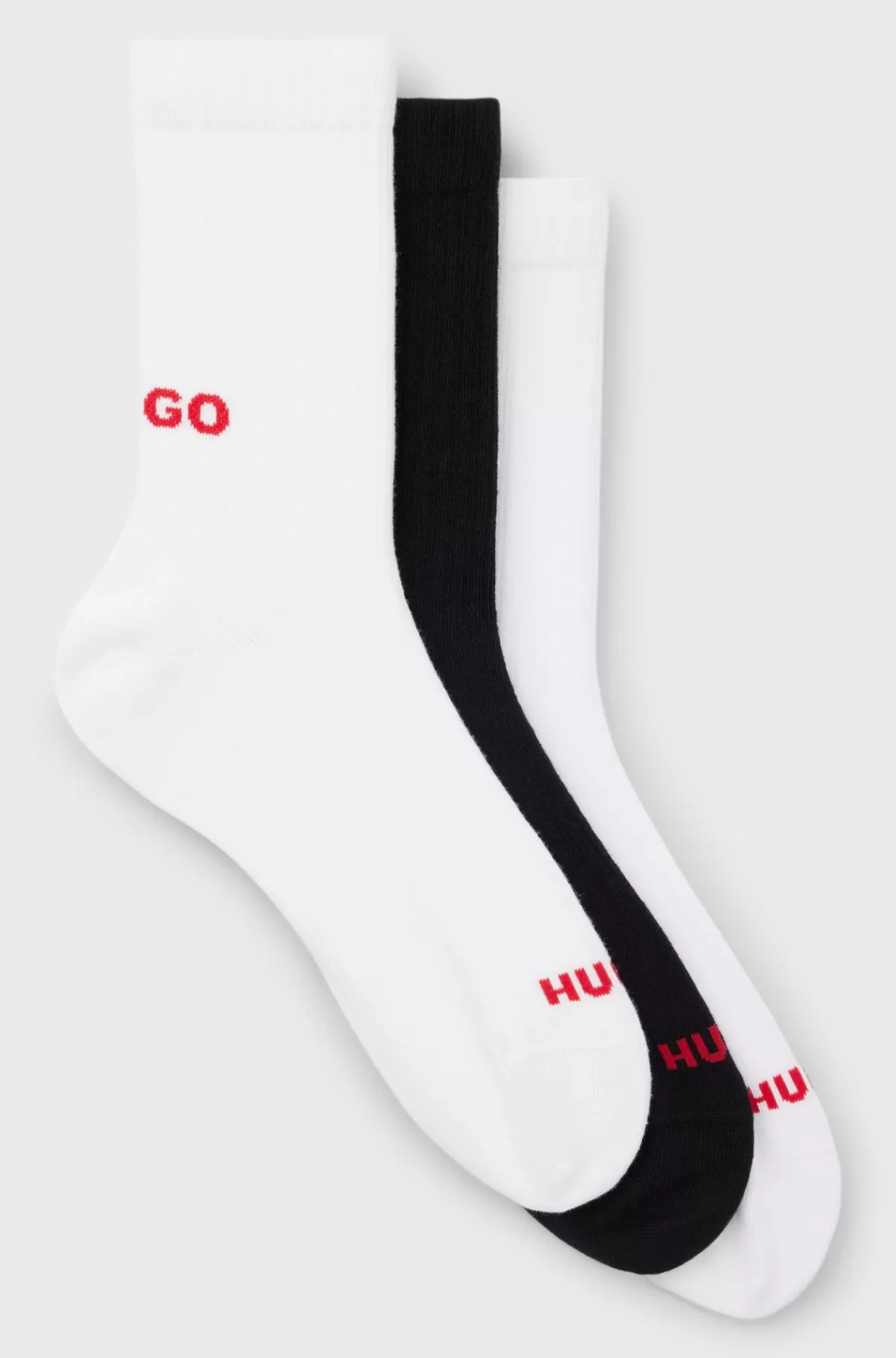 HUGO BOSS Pakke Med Tre Par Strømper I Kort Længde Med Logodetaljer Hvid/sort Shop