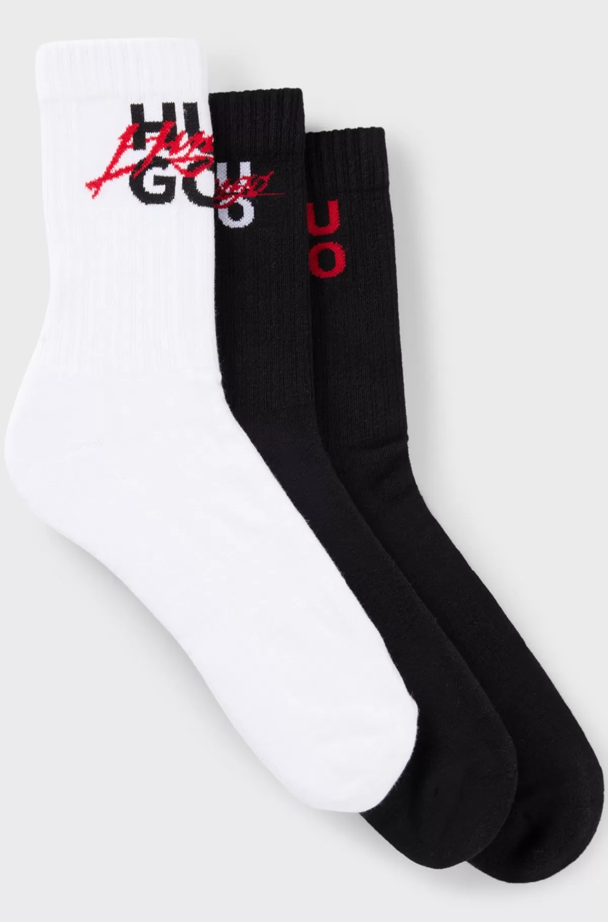 HUGO BOSS Pakke Med Tre Par Strømper I Kort Længde Med Logodetaljer Hvid/sort Cheap