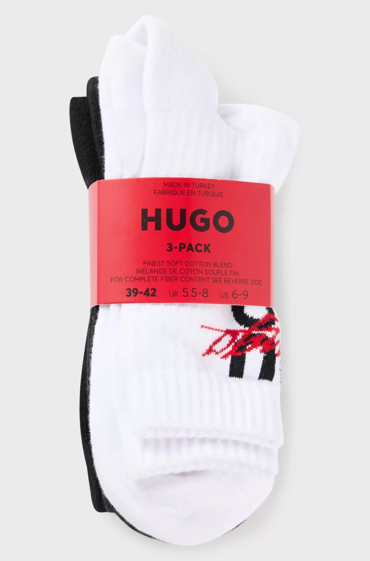 HUGO BOSS Pakke Med Tre Par Strømper I Kort Længde Med Logodetaljer Hvid/sort Cheap