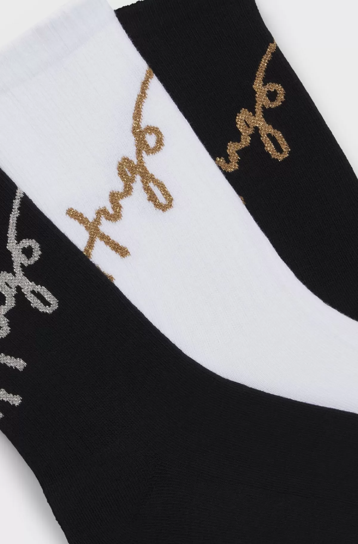 HUGO BOSS Pakke Med Tre Par Strømper I Kvart Længde Med Håndskrevne Logoer Hvid/sort Cheap