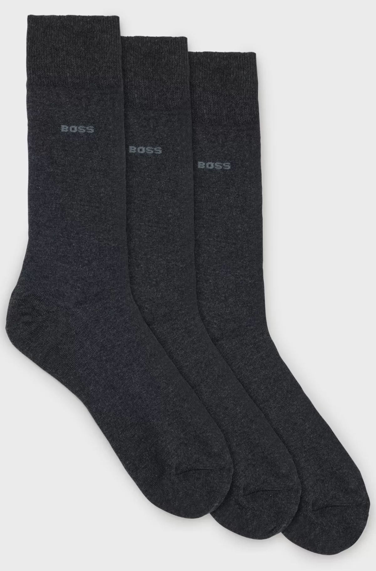 HUGO BOSS Pakke Med Tre Par Strømper I Stof Med Stræk I Almindelig Længde Mørkegrå Outlet