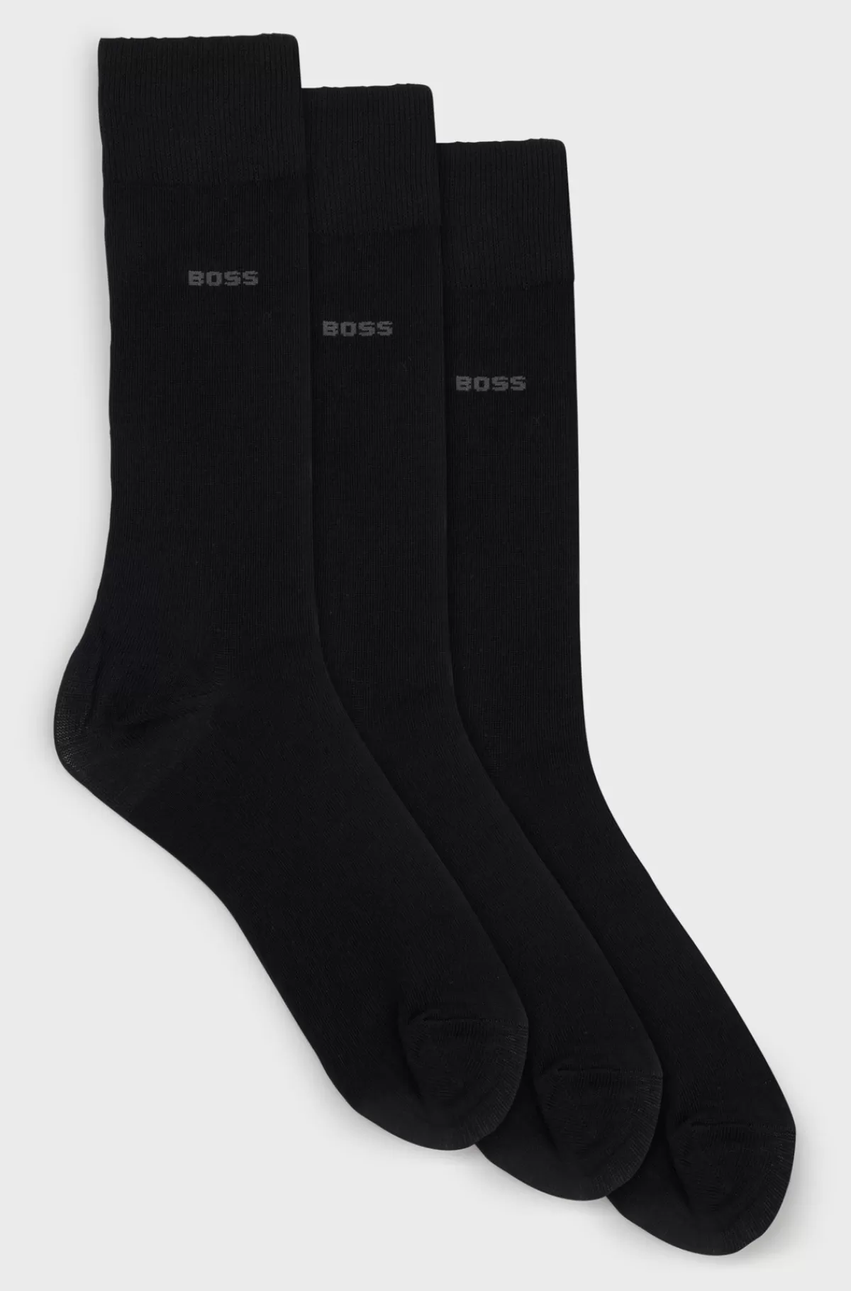 HUGO BOSS Pakke Med Tre Par Strømper I Stof Med Stræk I Almindelig Længde Sort Fashion