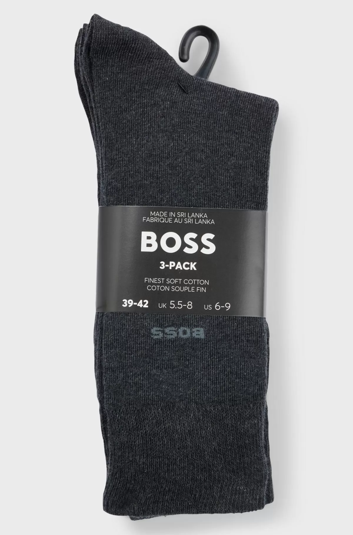 HUGO BOSS Pakke Med Tre Par Strømper I Stof Med Stræk I Almindelig Længde Mørkegrå Outlet