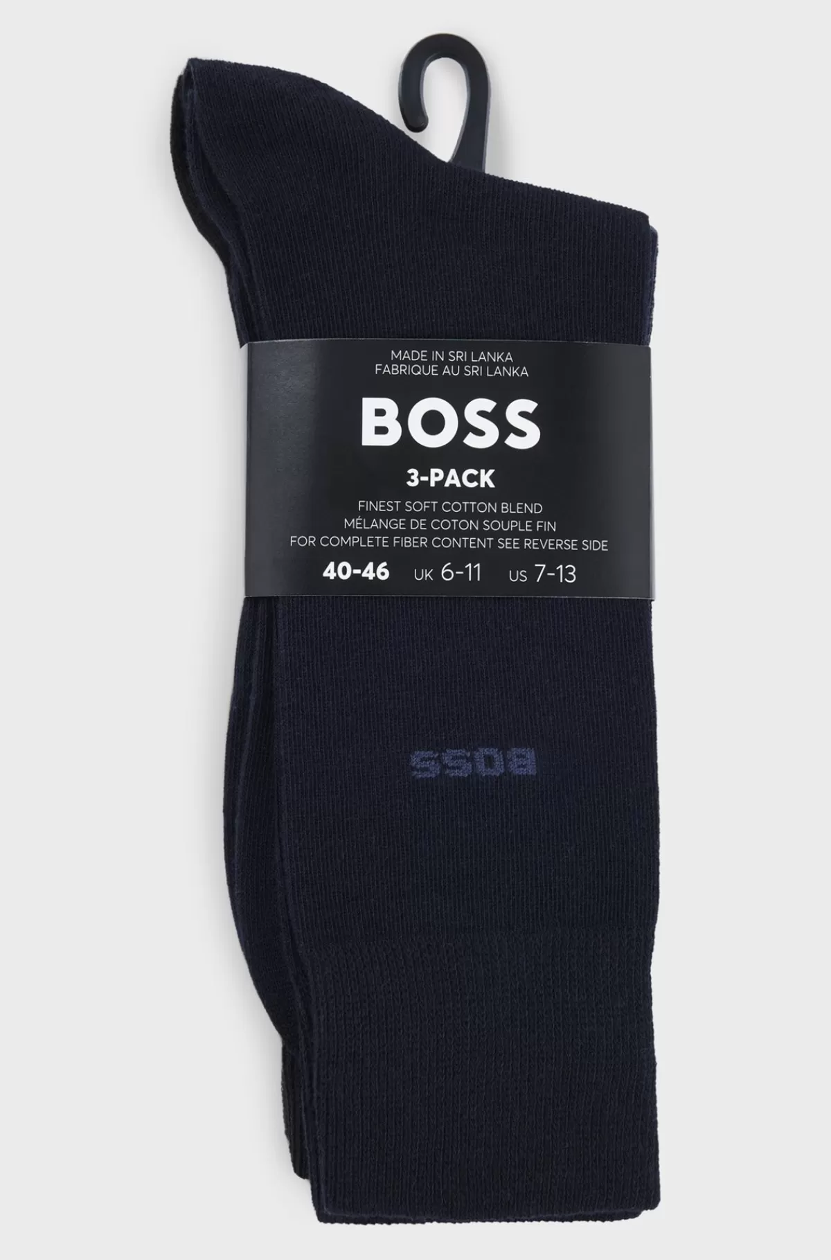 HUGO BOSS Pakke Med Tre Par Strømper I Stof Med Stræk I Almindelig Længde Sort/grå/blå Sale