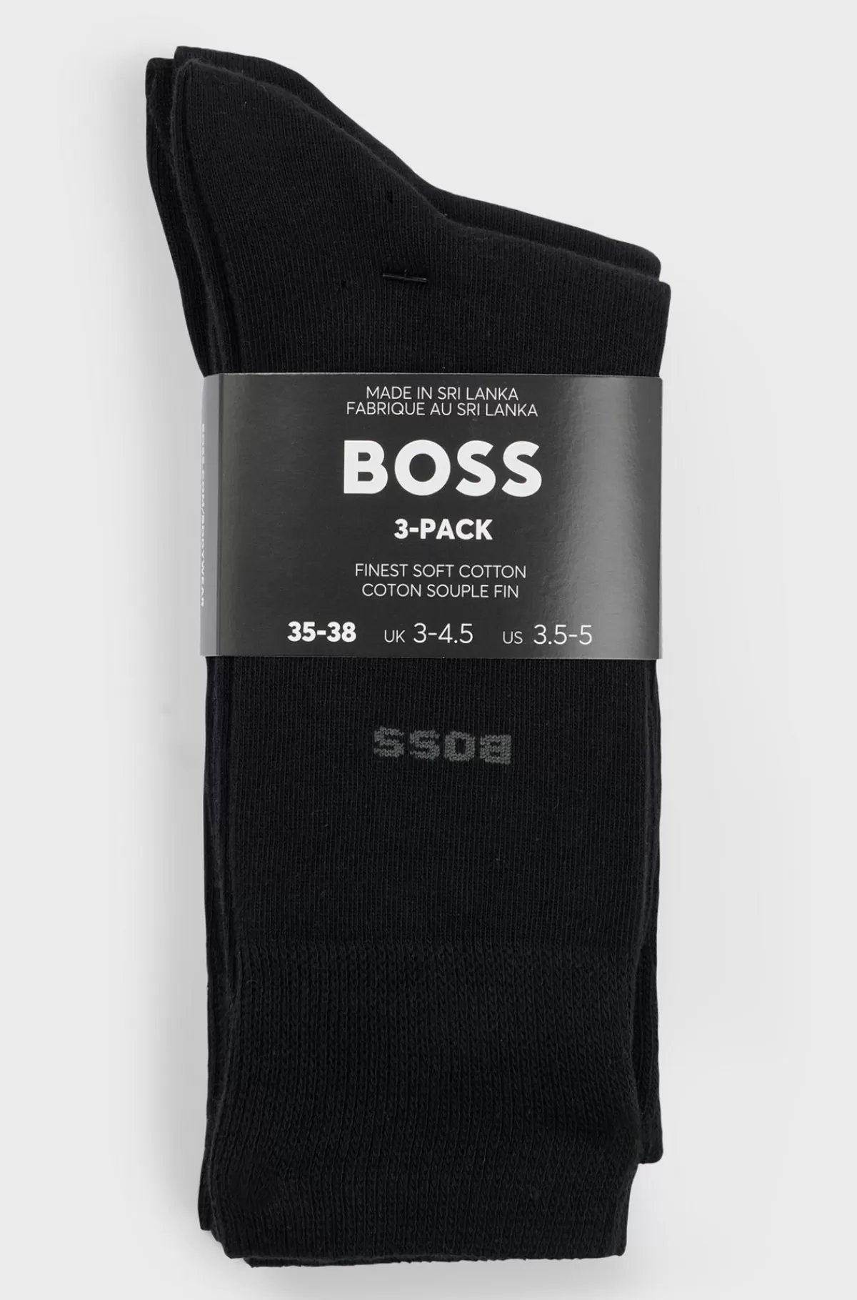 HUGO BOSS Pakke Med Tre Par Strømper I Stof Med Stræk I Almindelig Længde Sort Fashion