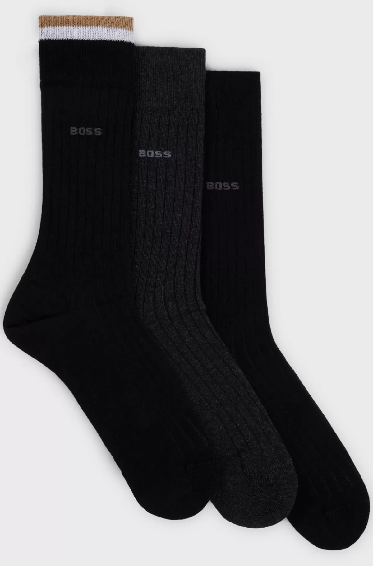 HUGO BOSS Pakke Med Tre Par Strømper Med Almindelig Længde I En Bomuldsblanding Sort Hot