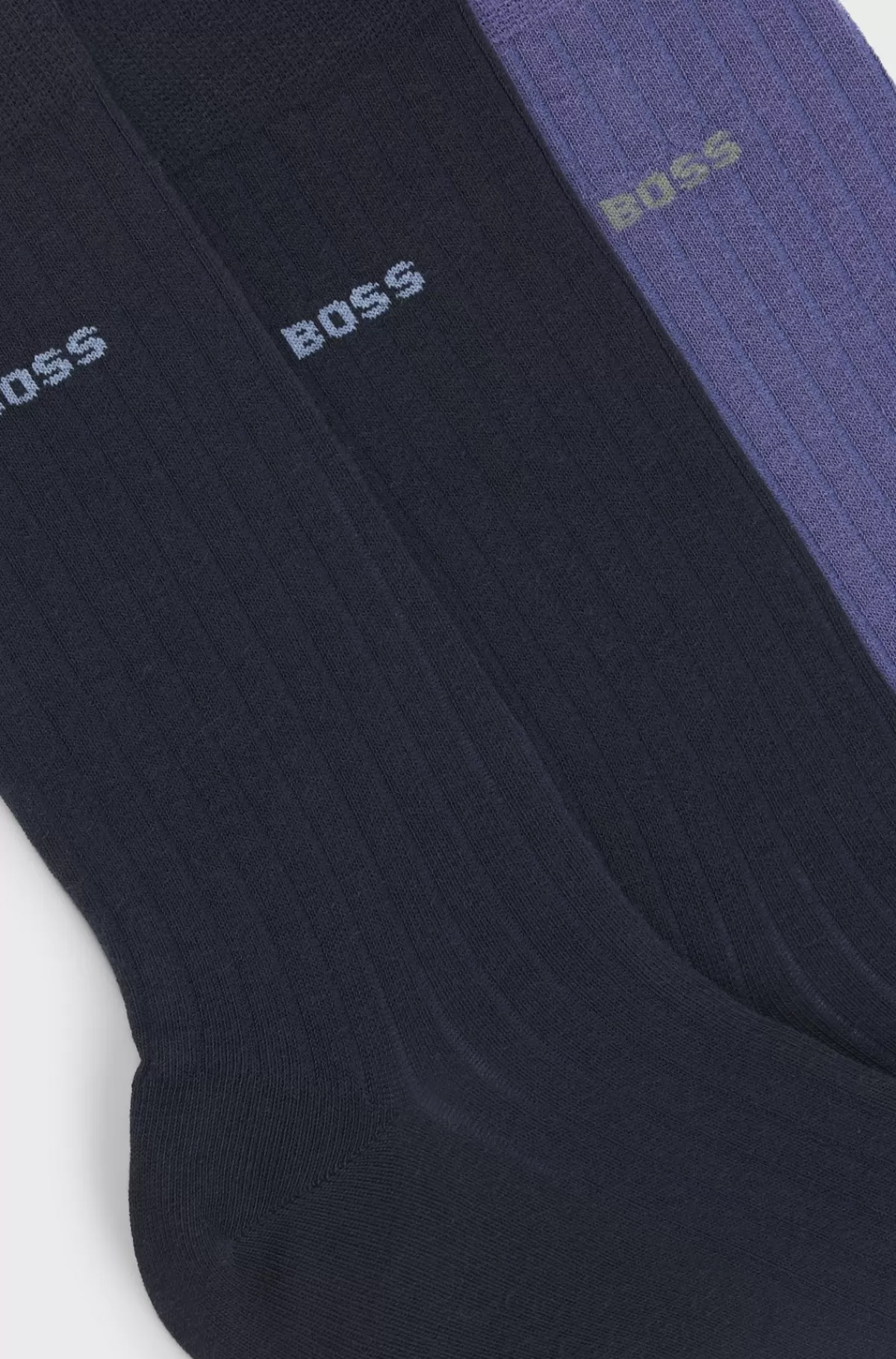 HUGO BOSS Pakke Med Tre Par Strømper Med Almindelig Længde I En Bomuldsblanding Mørkeblå New