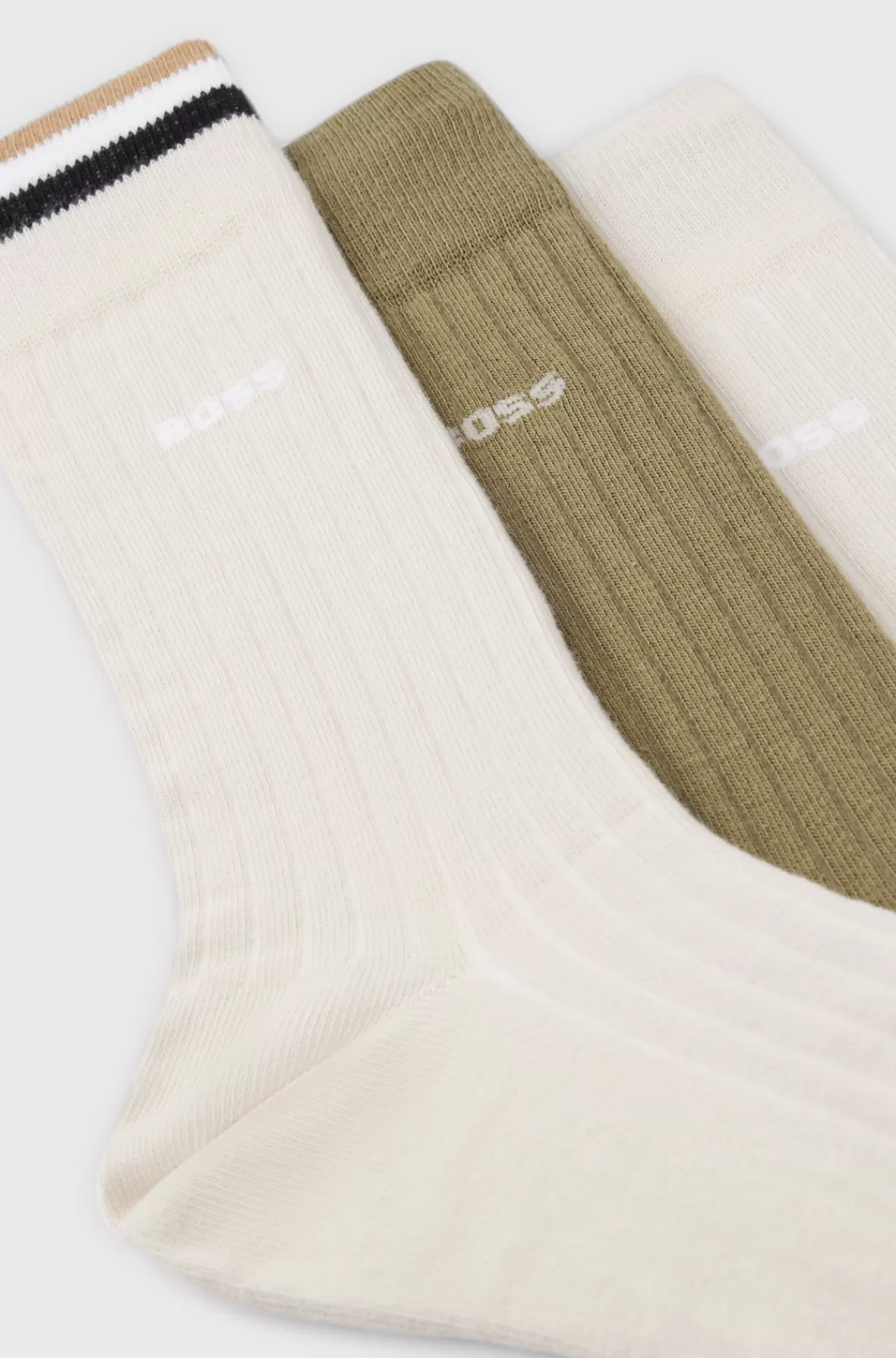 HUGO BOSS Pakke Med Tre Par Strømper Med Almindelig Længde I En Bomuldsblanding Grøn / Lys beige Hot