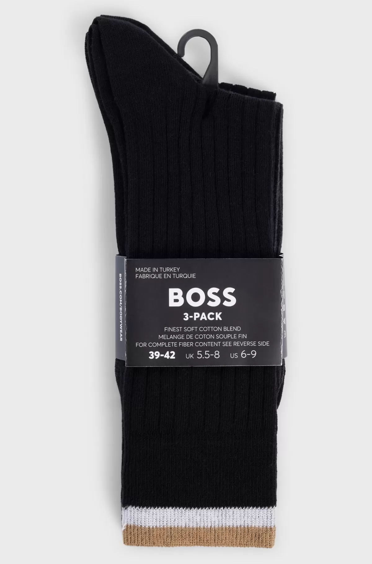 HUGO BOSS Pakke Med Tre Par Strømper Med Almindelig Længde I En Bomuldsblanding Sort Hot
