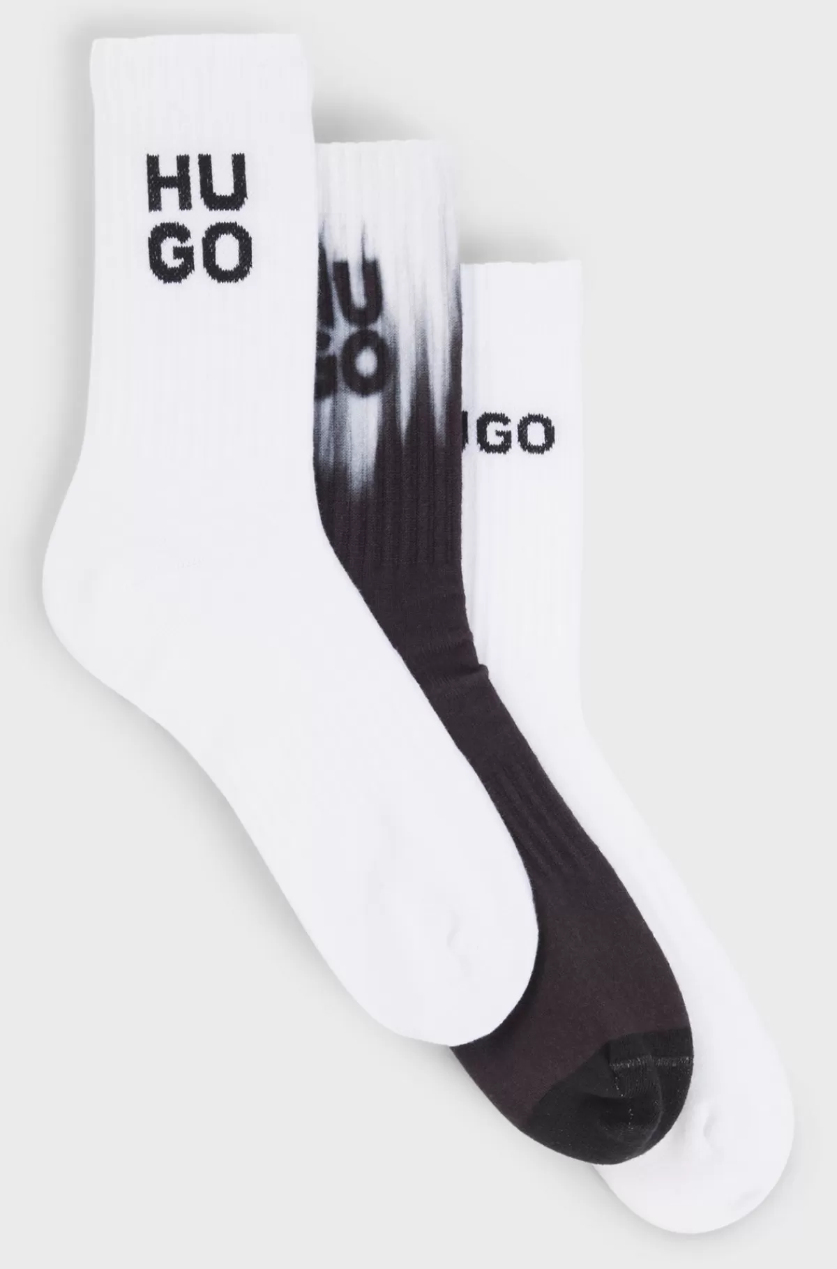 HUGO BOSS Pakke Med Tre Par Strømper Med Logodetaljer I Kort Længde Hvid/sort Outlet