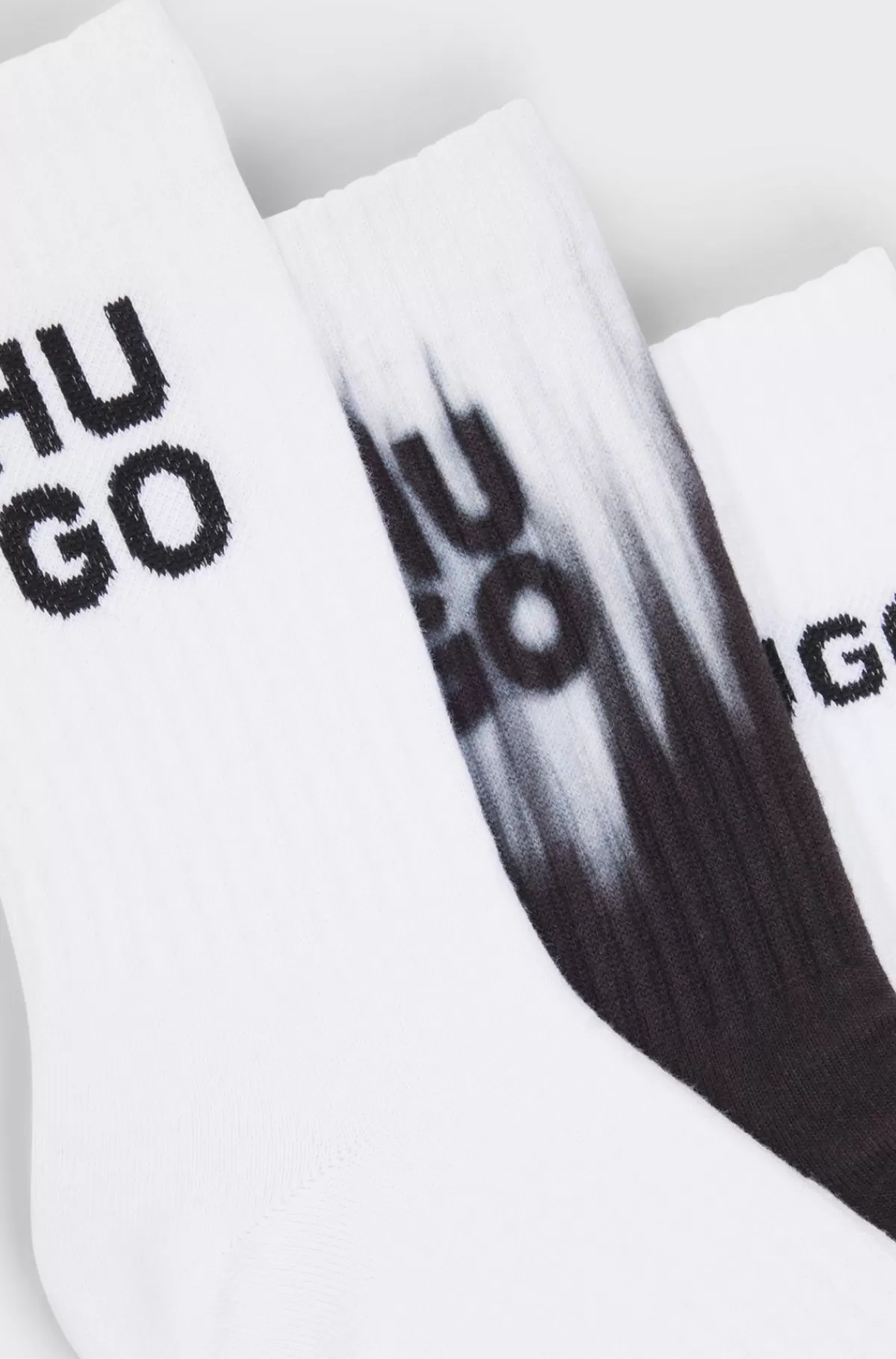 HUGO BOSS Pakke Med Tre Par Strømper Med Logodetaljer I Kort Længde Hvid/sort Outlet