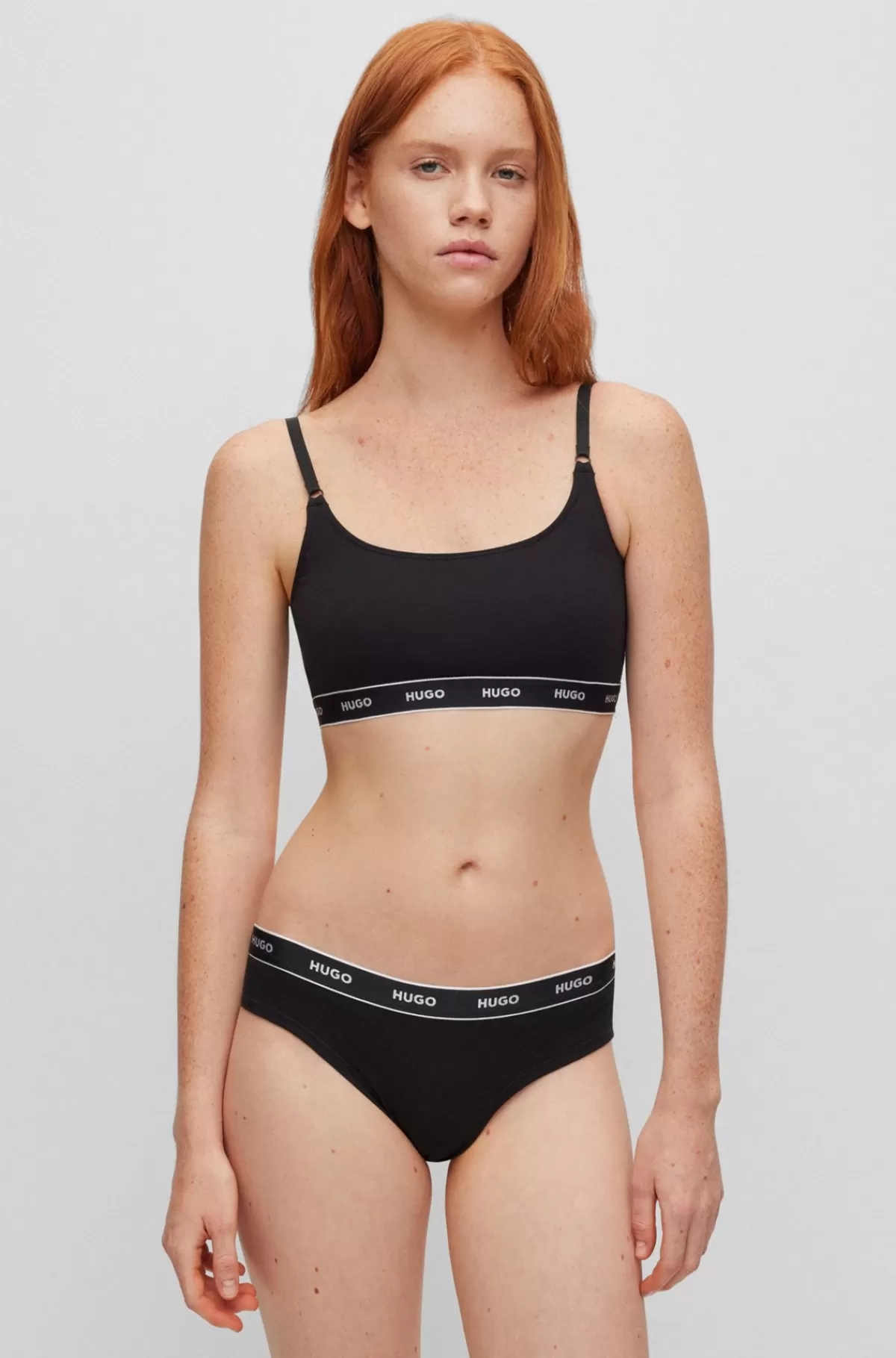 HUGO BOSS Pakke Med Tre Par Trusser I Bomuld Med Stræk Og Logolinning Sort Flash Sale