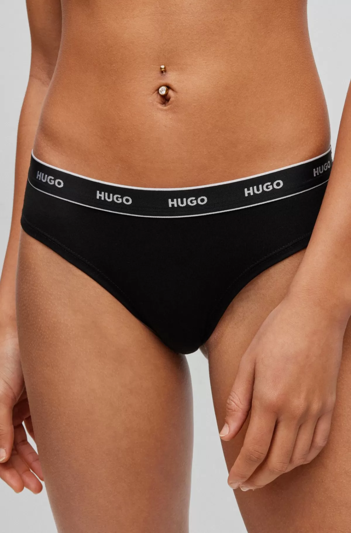HUGO BOSS Pakke Med Tre Par Trusser I Bomuld Med Stræk Og Logolinning Hvid/sort Flash Sale