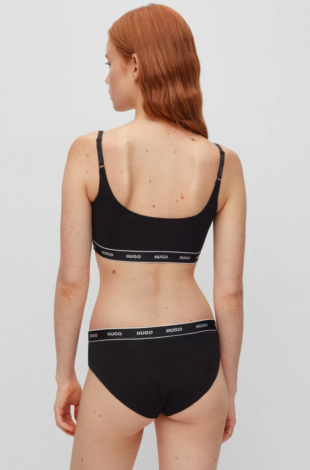 HUGO BOSS Pakke Med Tre Par Trusser I Bomuld Med Stræk Og Logolinning Sort Flash Sale